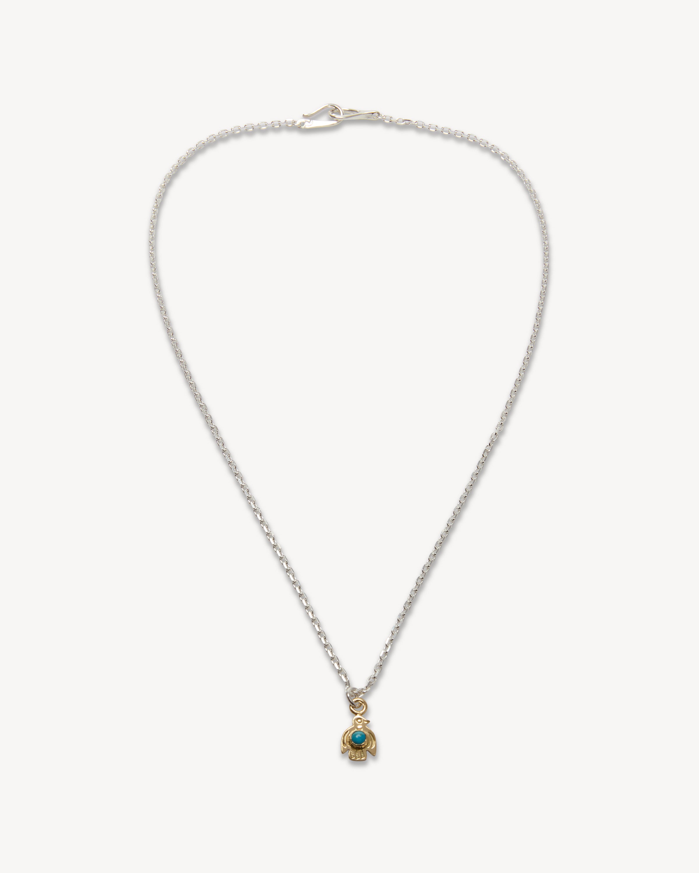 18K Gold Baby Thunderbird Pendant with Infinity Hook Cable Chain