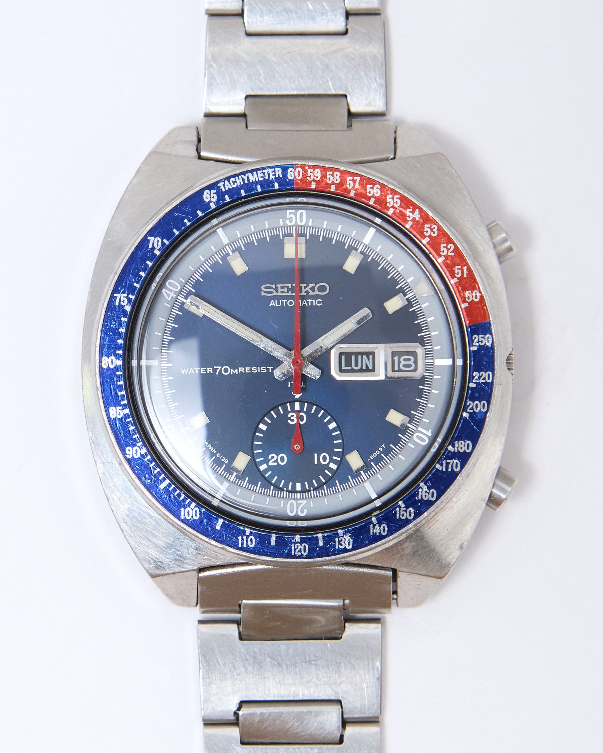 Seiko Pogue Automatic Chronograph 6139-6009 Blue Dial in Steel Case on Steel Bracelet