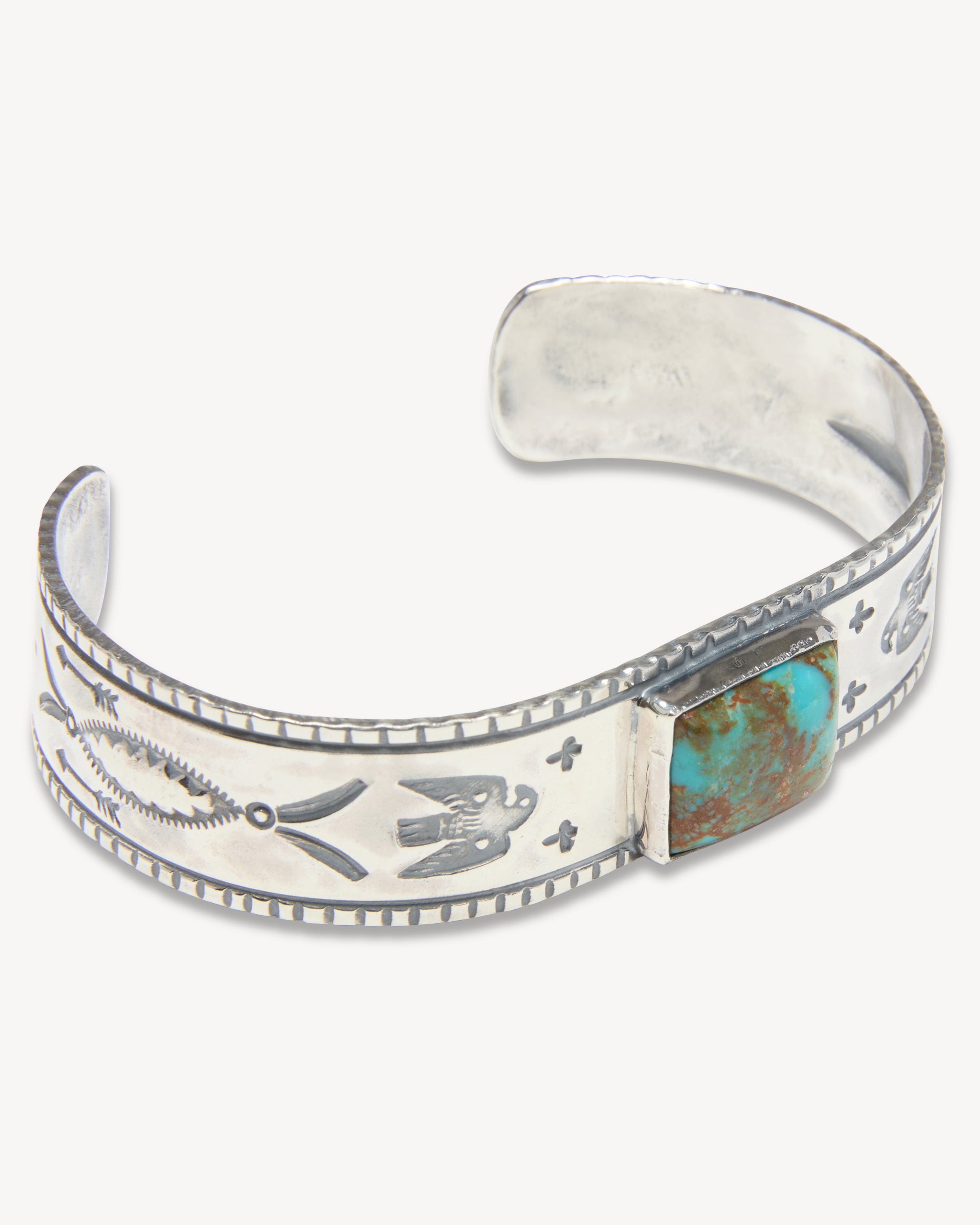 Square Turquoise Cuff with Thunderbird Design