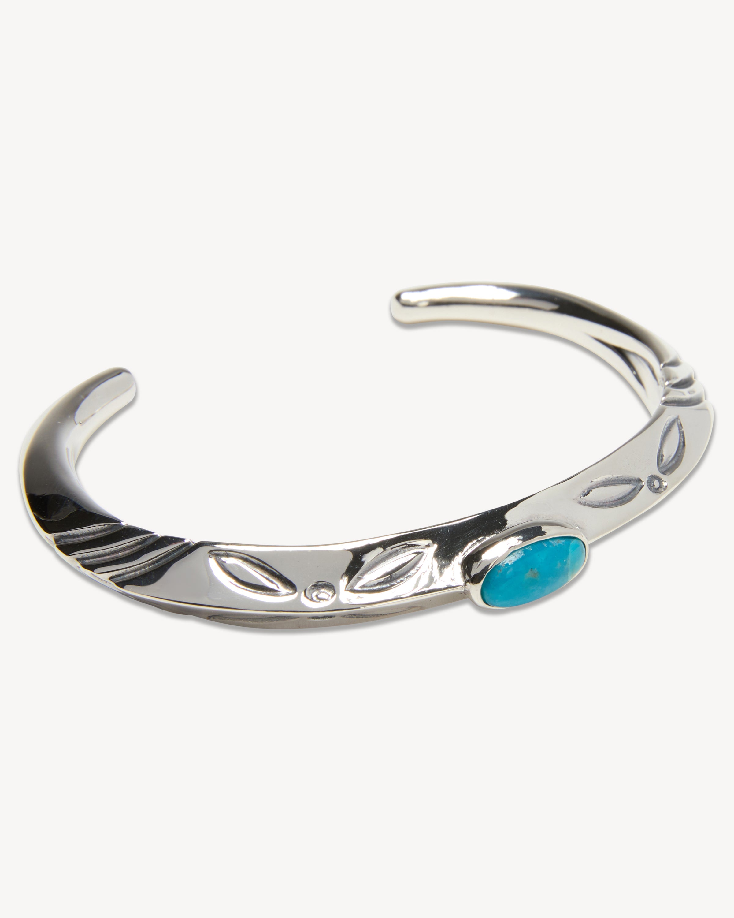 Triangle Tapered End Cuff with Turquoise Accent