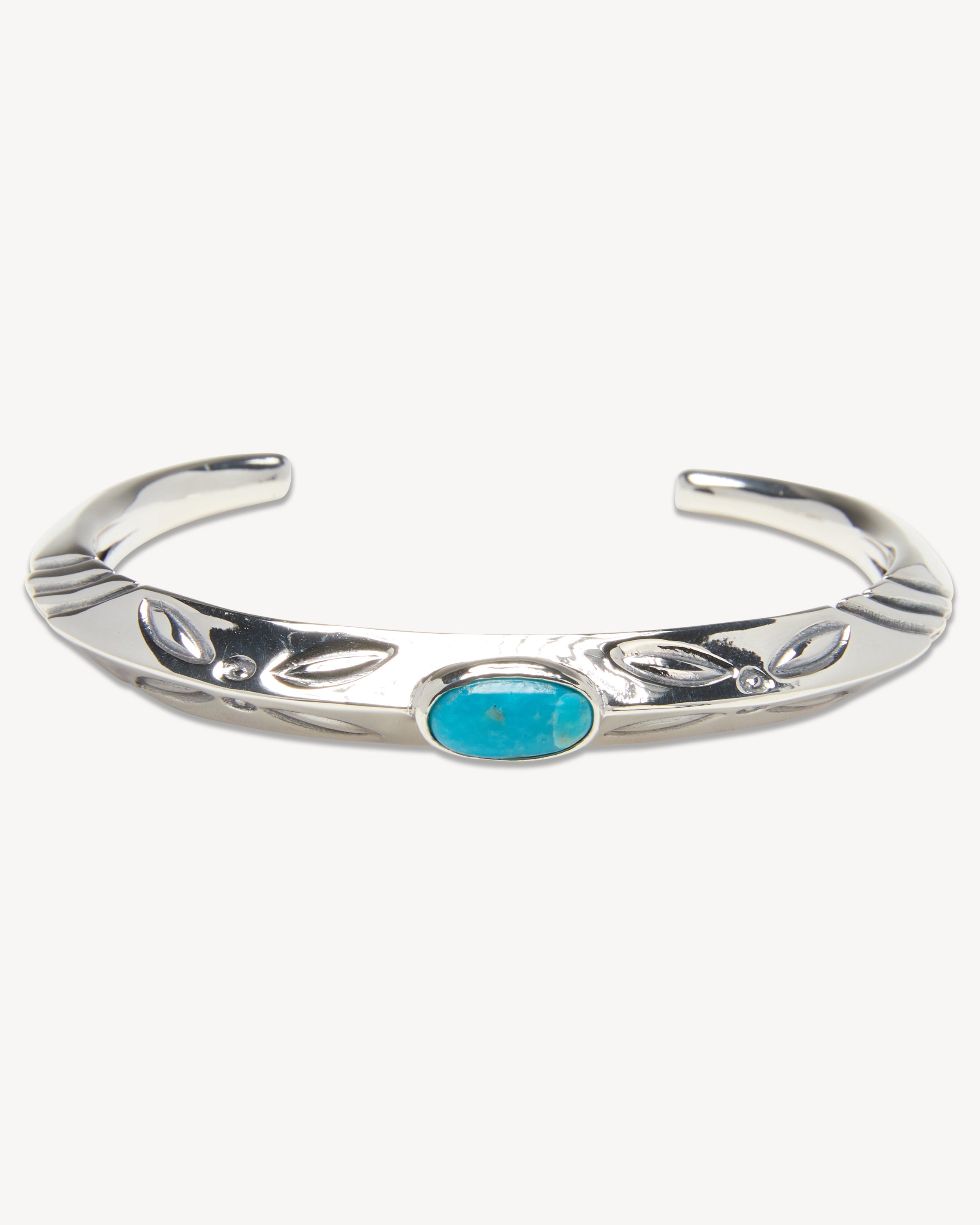Triangle Tapered End Cuff with Turquoise Accent