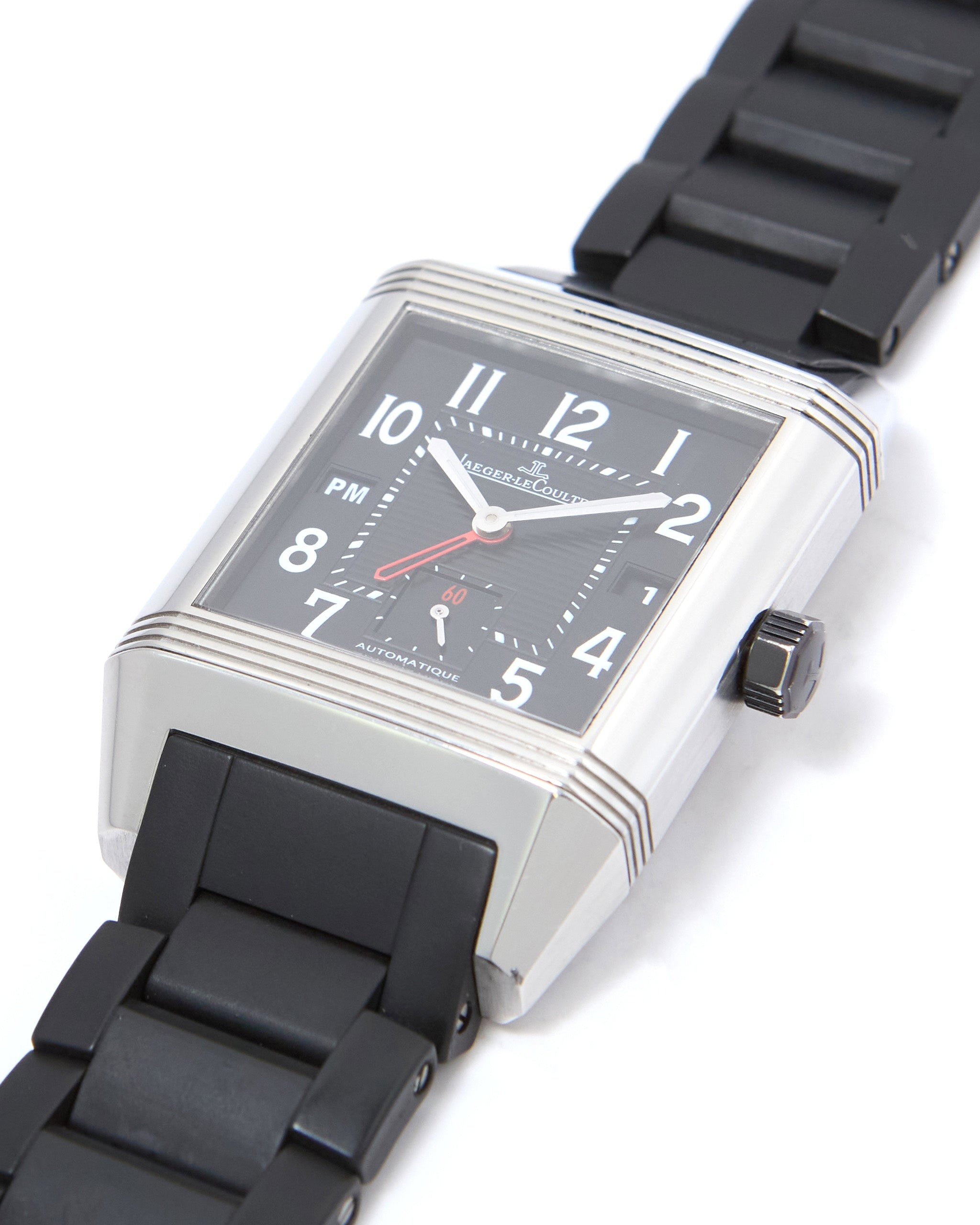 Jaeger-LeCoultre Reverso Squadra Hometime 230.8.77 Automatic in Steel Case on Rubber Bracelet