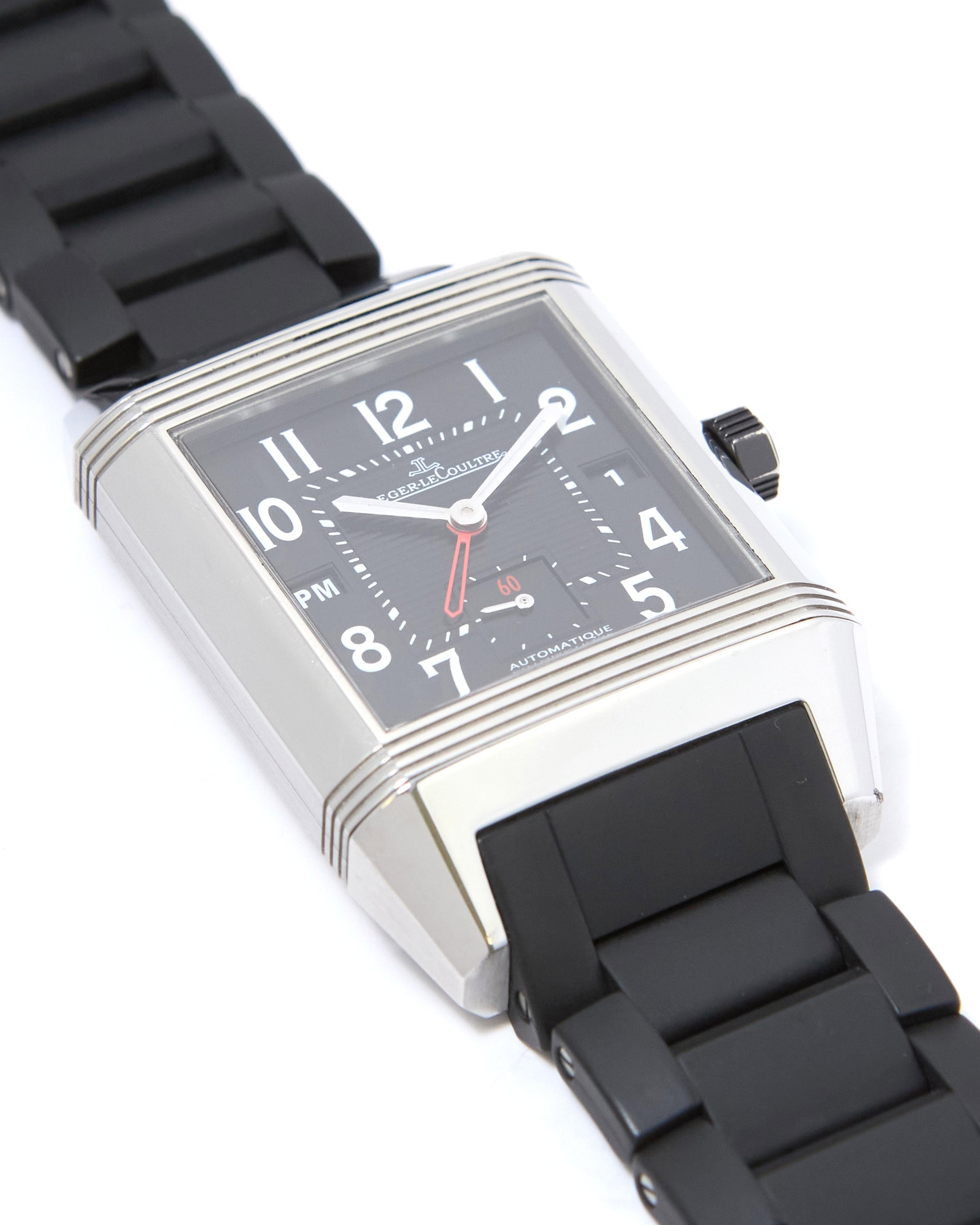 Jaeger-LeCoultre Reverso Squadra Hometime 230.8.77 Automatic in Steel Case on Rubber Bracelet