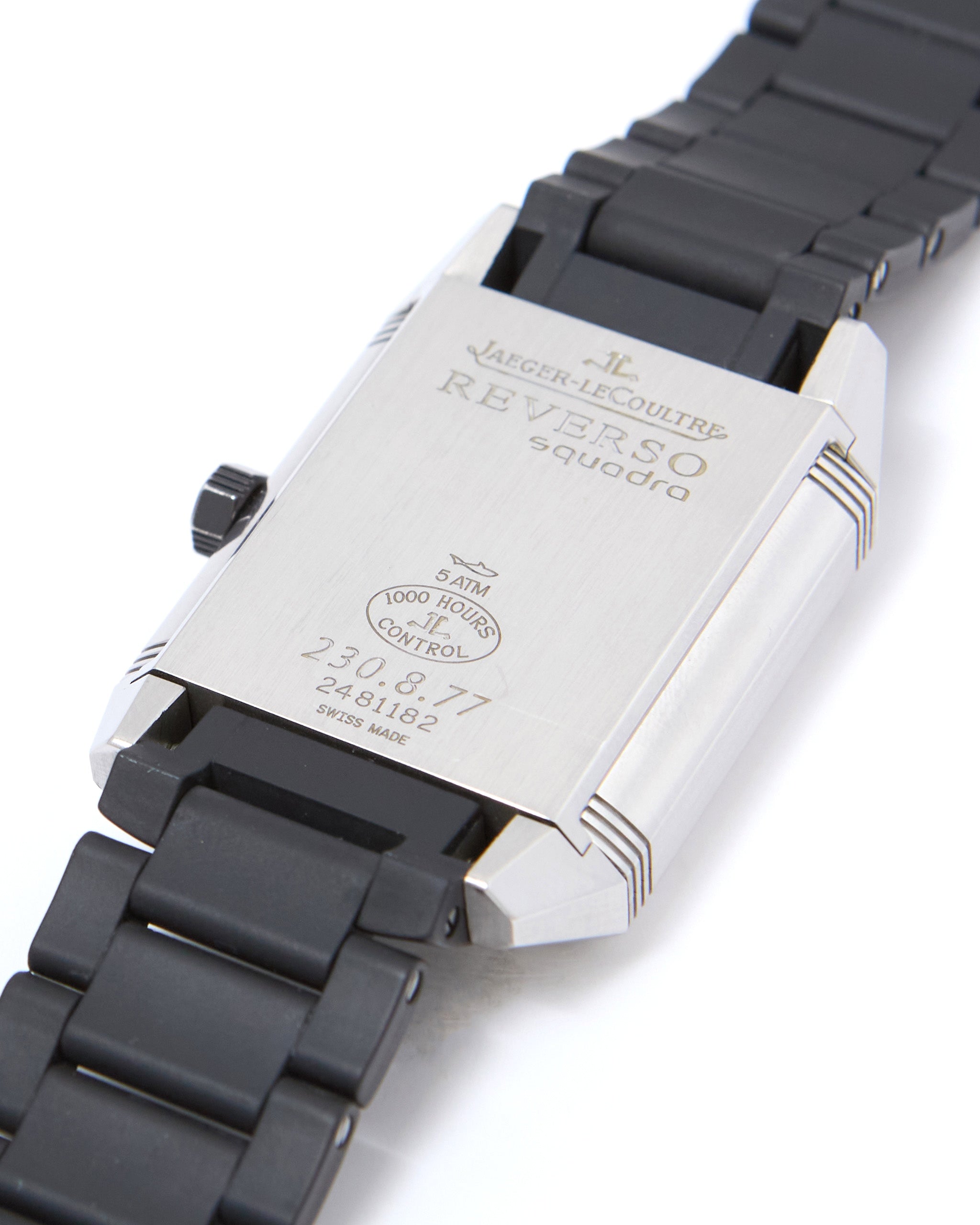 Jaeger-LeCoultre Reverso Squadra Hometime 230.8.77 Automatic in Steel Case on Rubber Bracelet