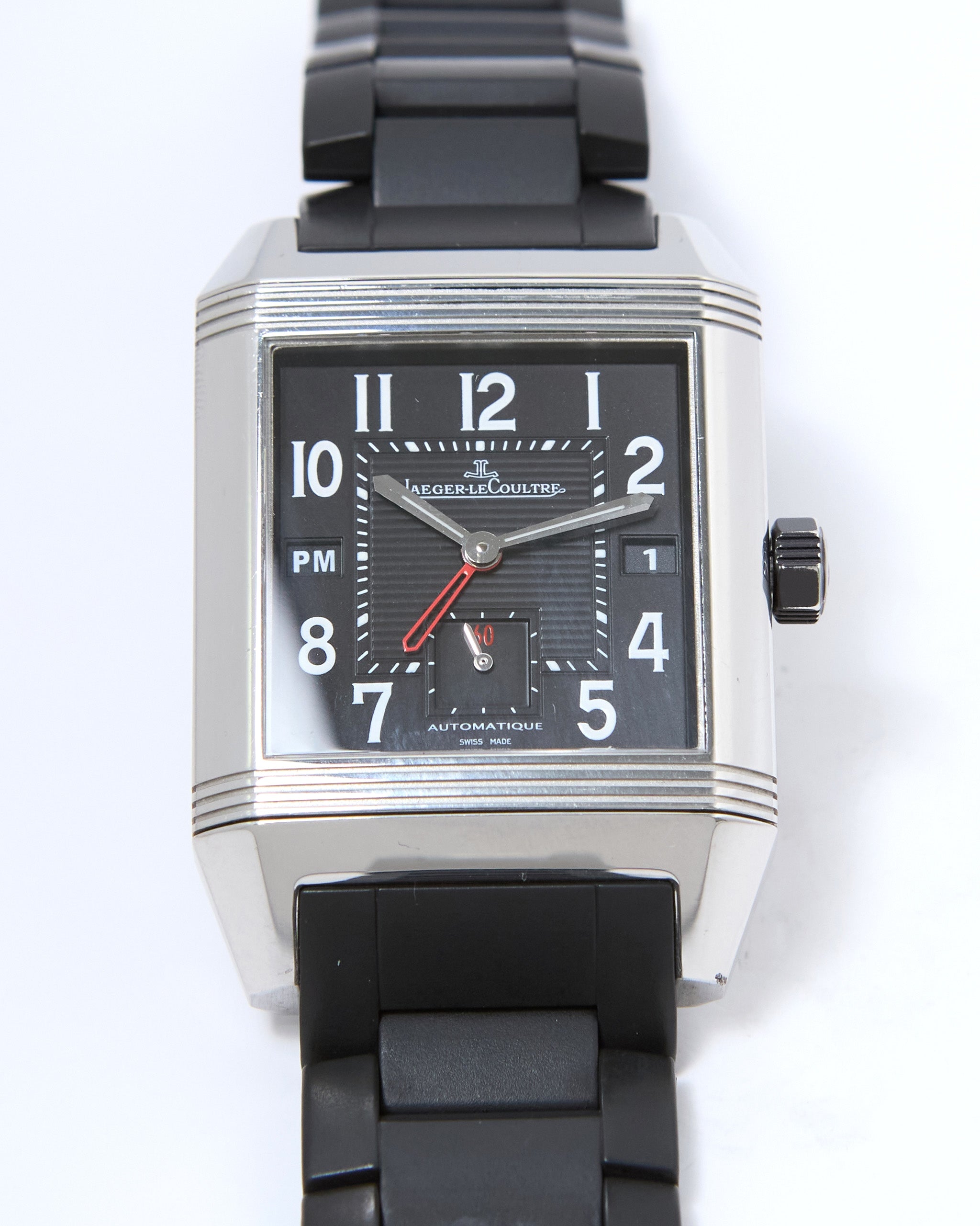 Jaeger-LeCoultre Reverso Squadra Hometime 230.8.77 Automatic in Steel Case on Rubber Bracelet