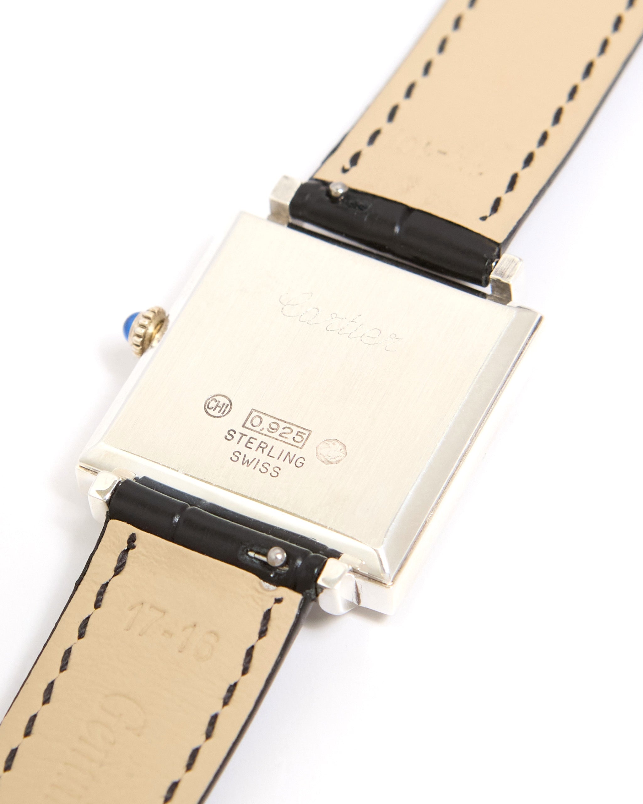 Cartier Square Mechanical Pre-Must in Sterling Silver Case on Leather Strap and Buckle