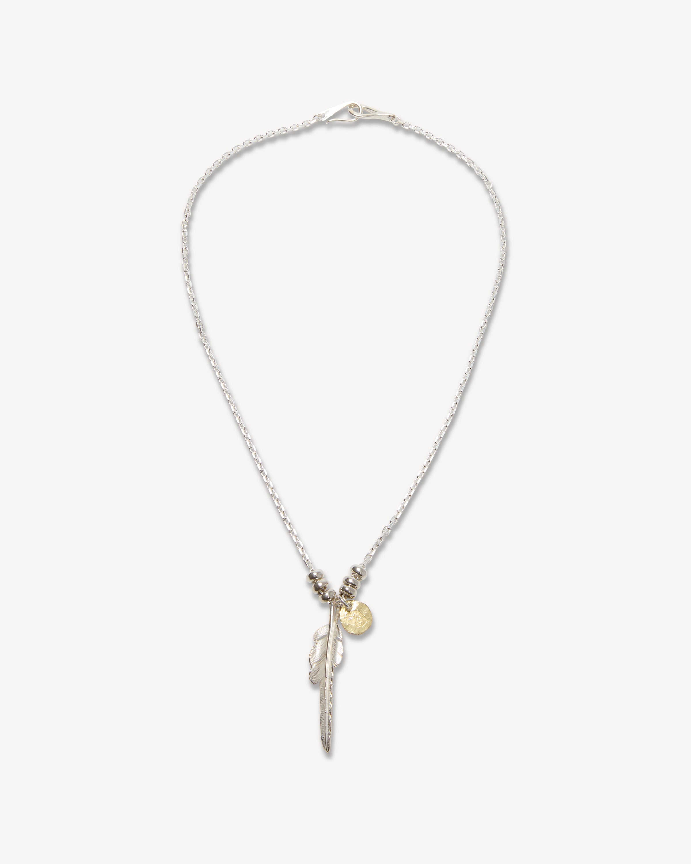 Kazekiri Feather on Silver Chain with 18K Gold Accent