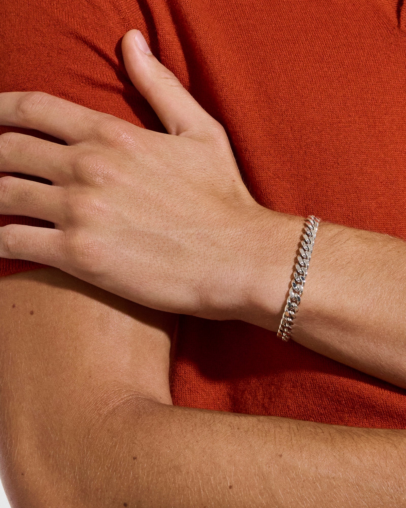 Curb Chain Bracelet, Sterling Silver, 7MM