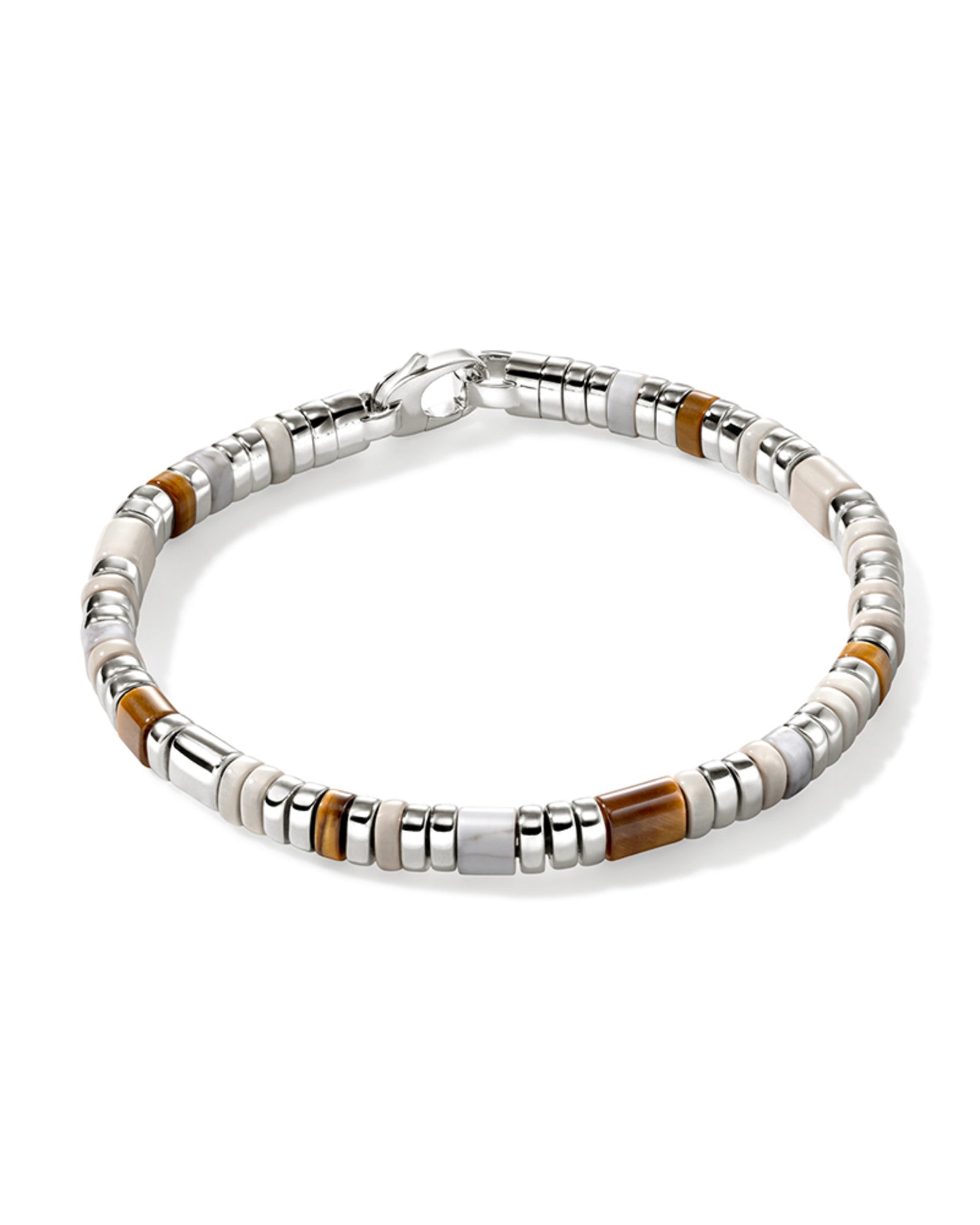 Colorblock Bracelet, Silver, Gemstones, Slim