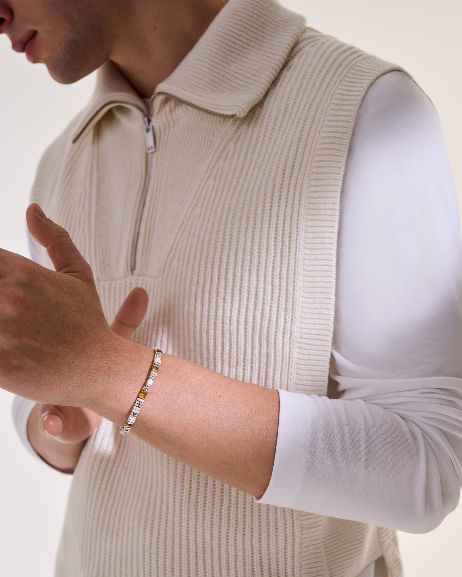 Colorblock Bracelet, Silver, Gemstones, Slim