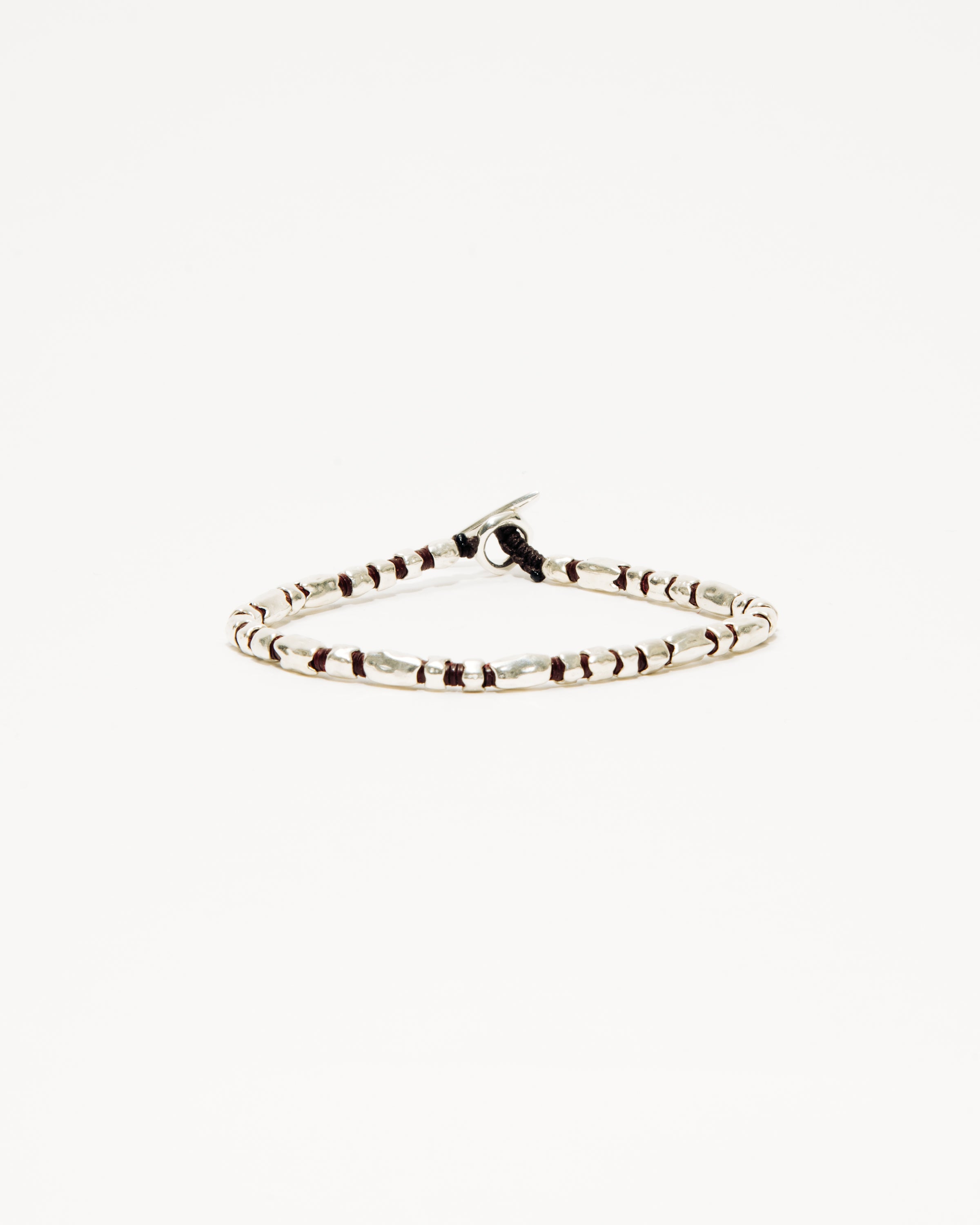 Dryp-2 Bracelet in Silver with Brown African Discs