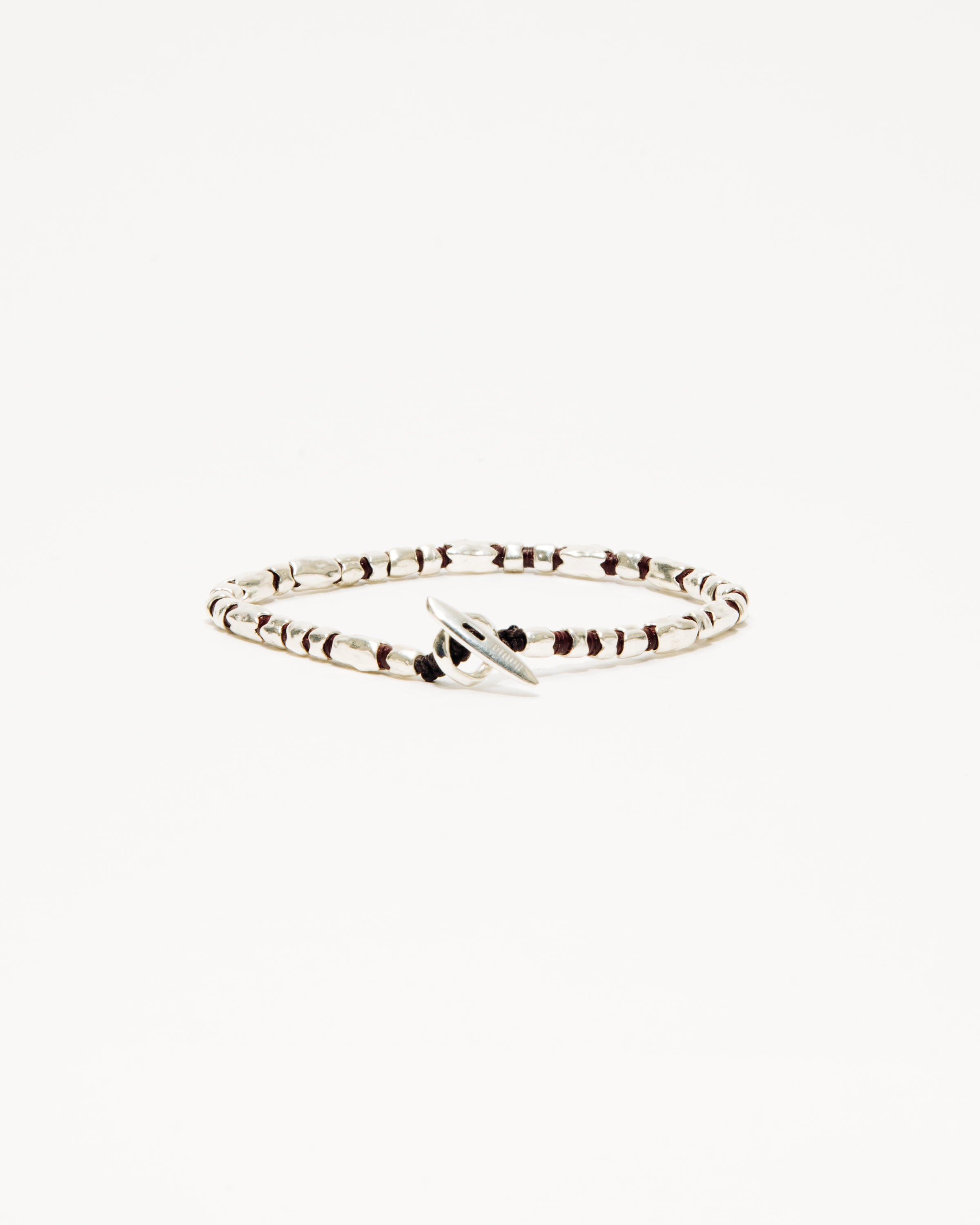 Dryp-2 Bracelet in Silver with Brown African Discs