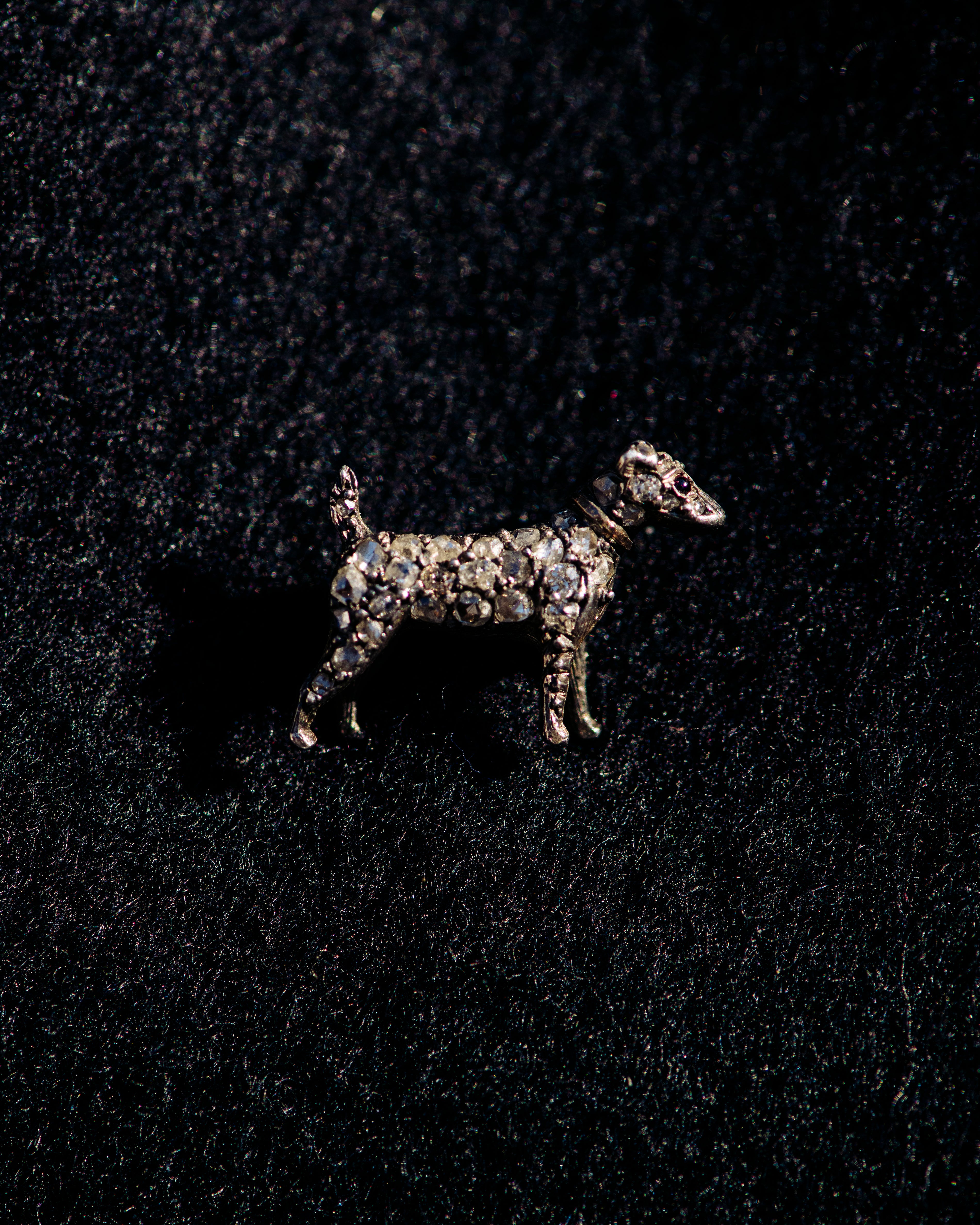 Diamond-Set Terrier Dog Stick Pin