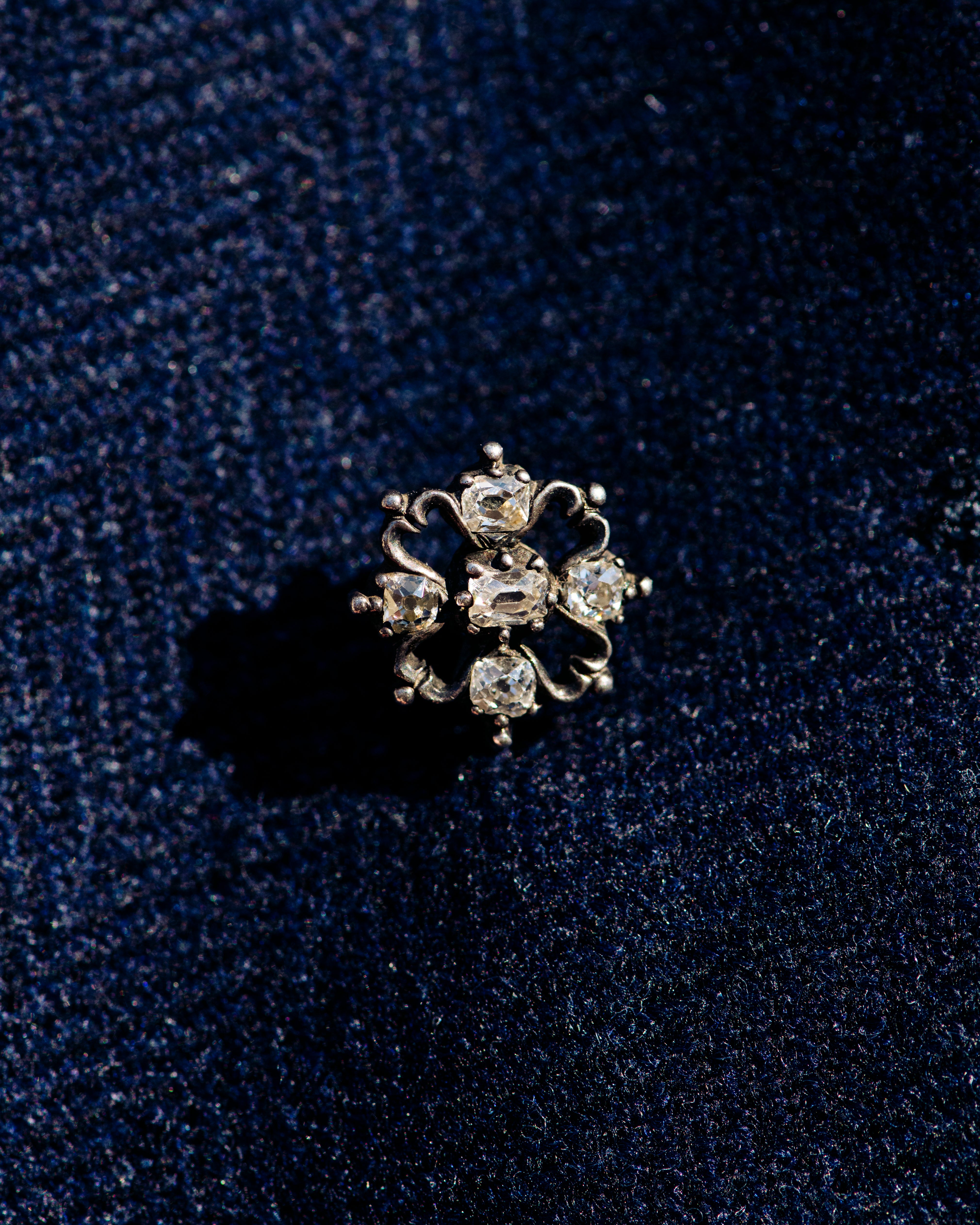 Antique Diamond Floral Motif Stick Pin