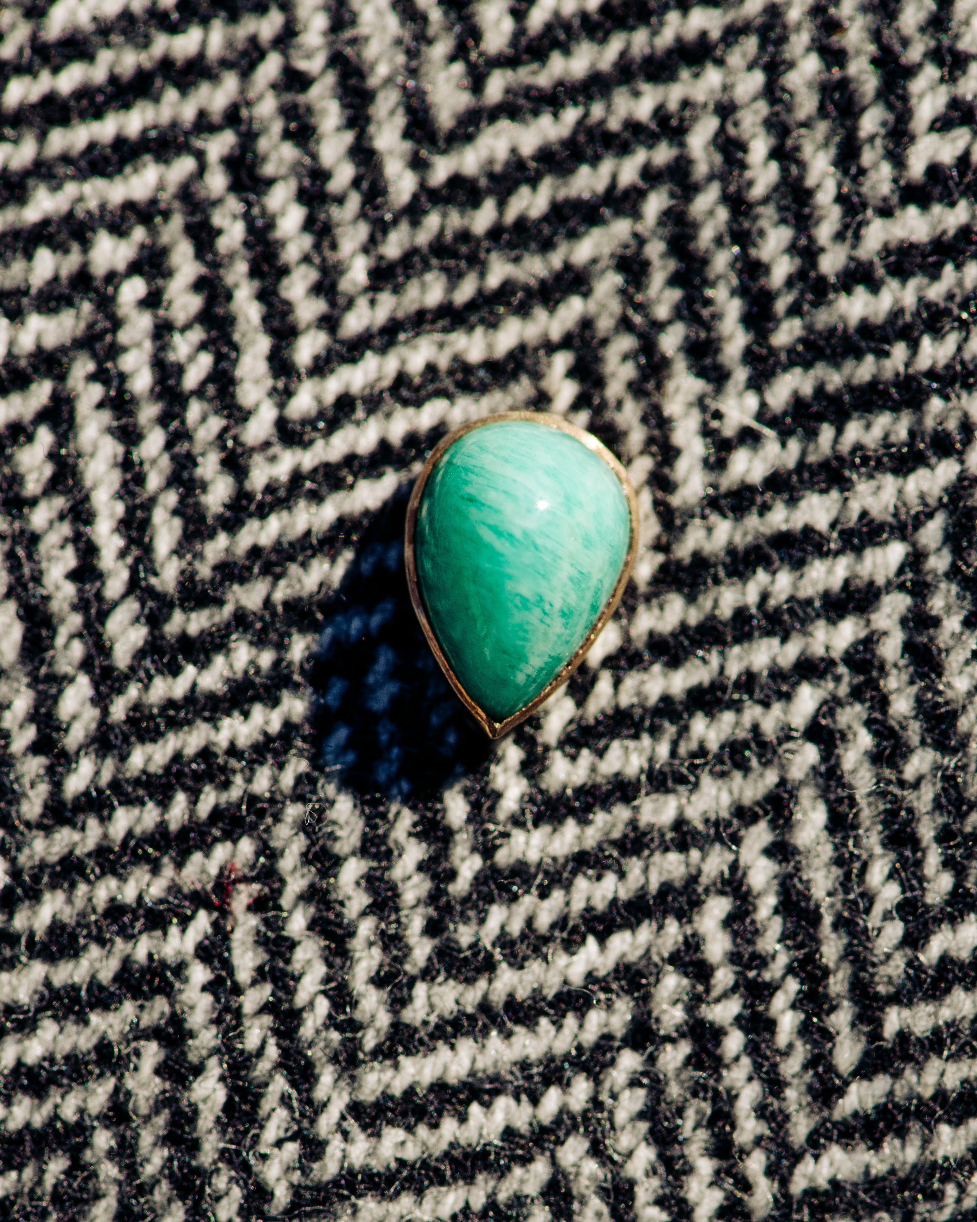 Pear-Shaped Amazonite Cabochon Stick Pin