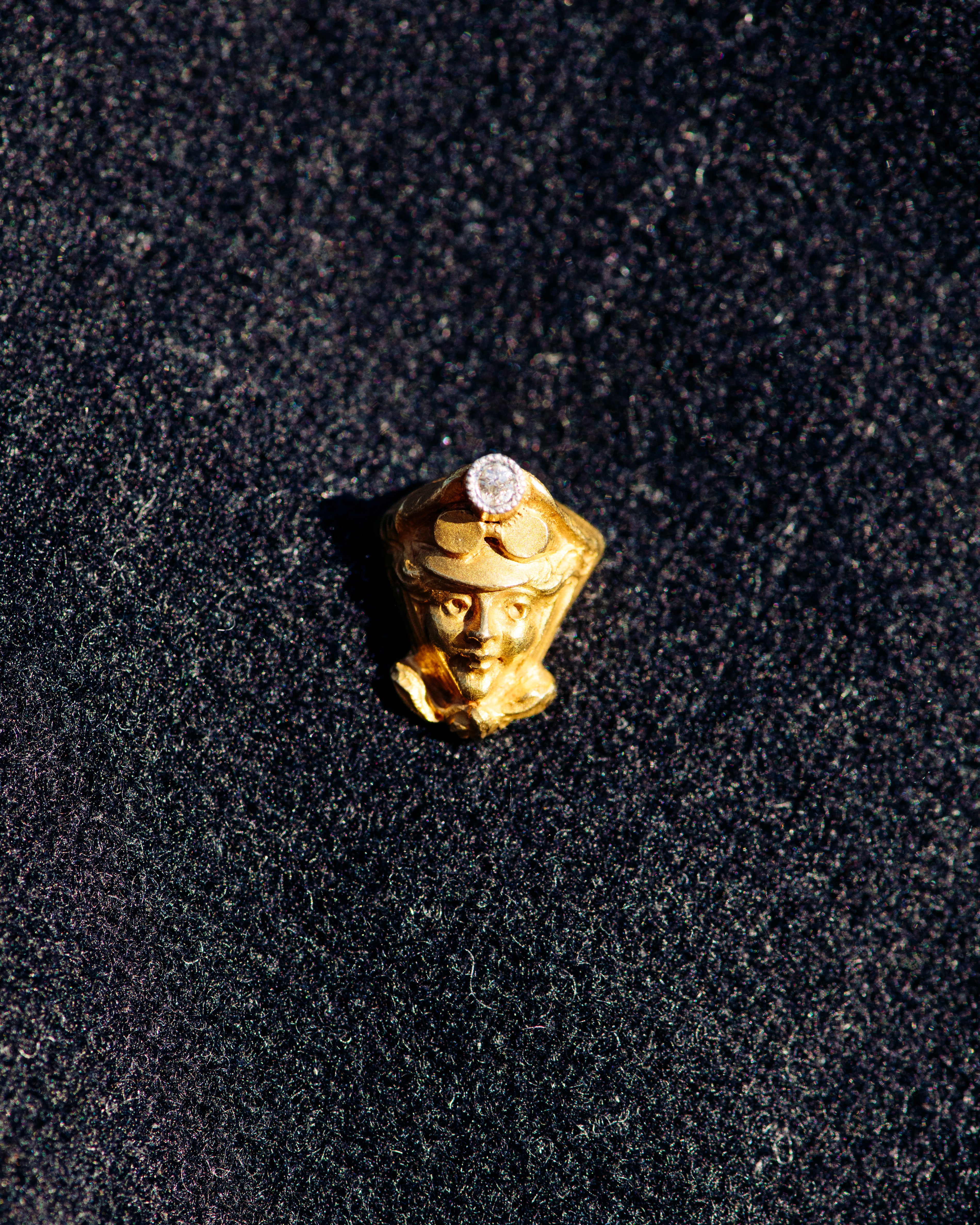 Gold Aviator Bust Stick Pin with Diamond Accent