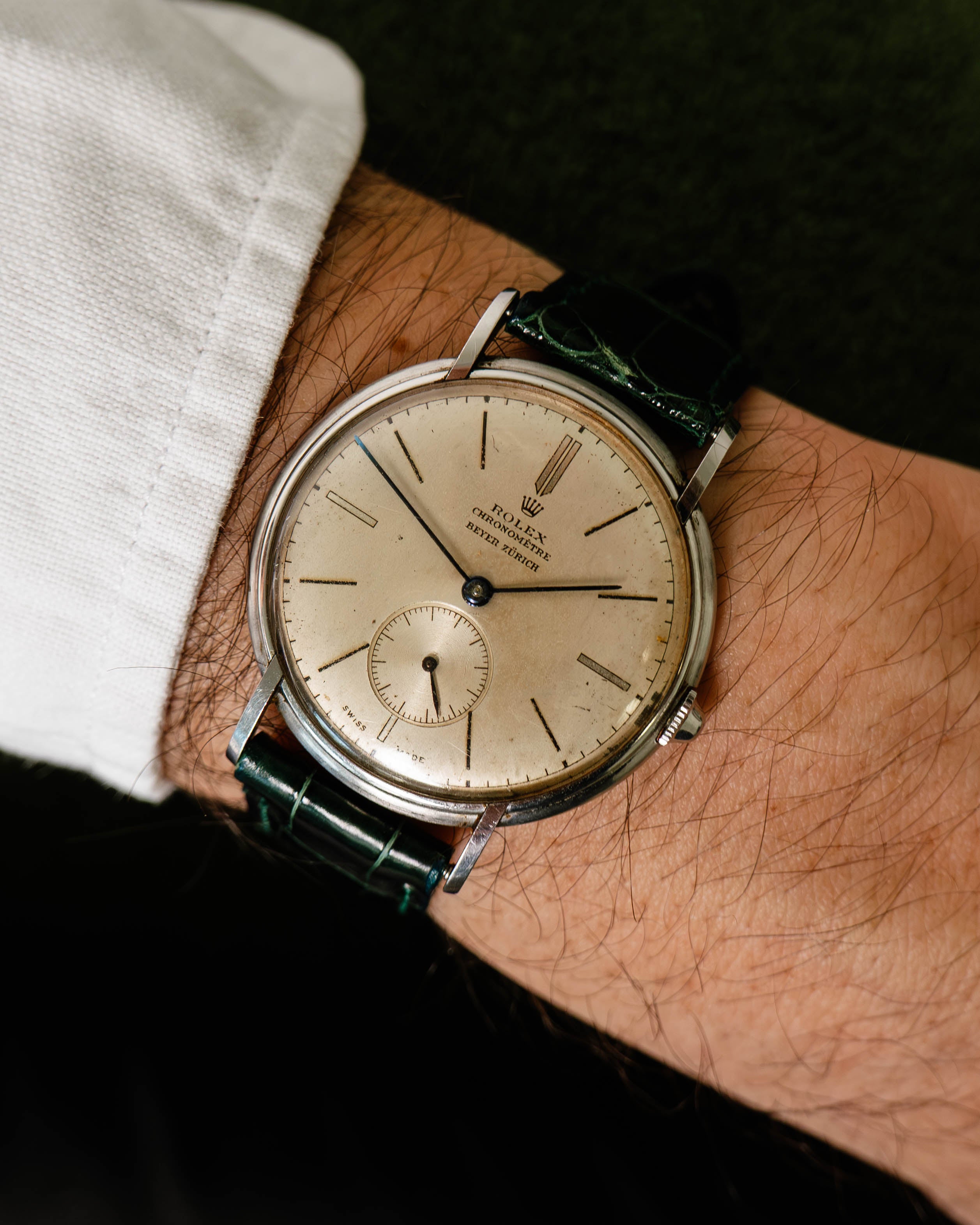 Rolex Chronometre 4218 Beyer Zurich Double Stamped Dial in Steel Case with Original Rolex Buckle