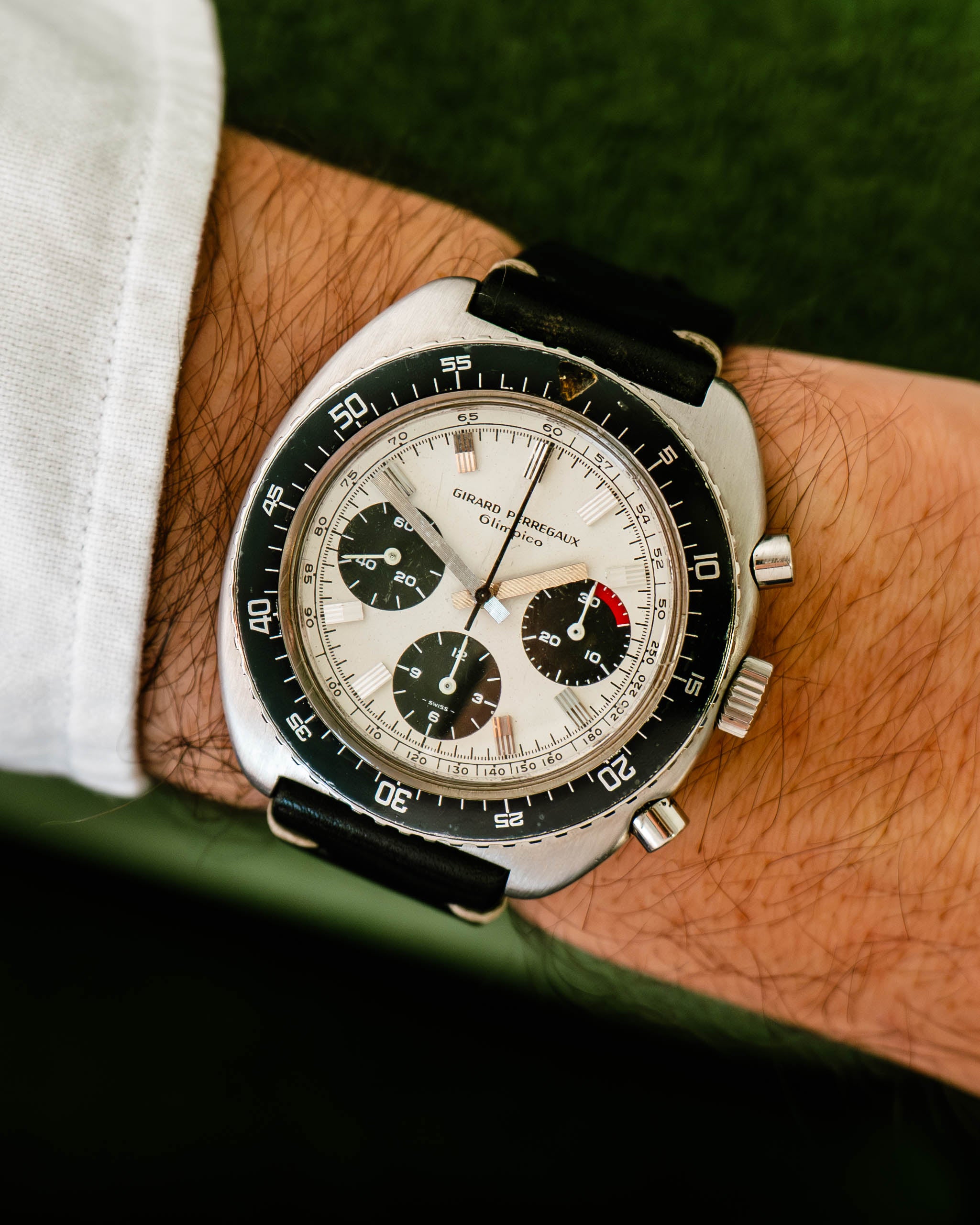 Girard Perregaux Olimpico Chronograph 9238 Manual in Steel Case with Leather Strap and Buckle