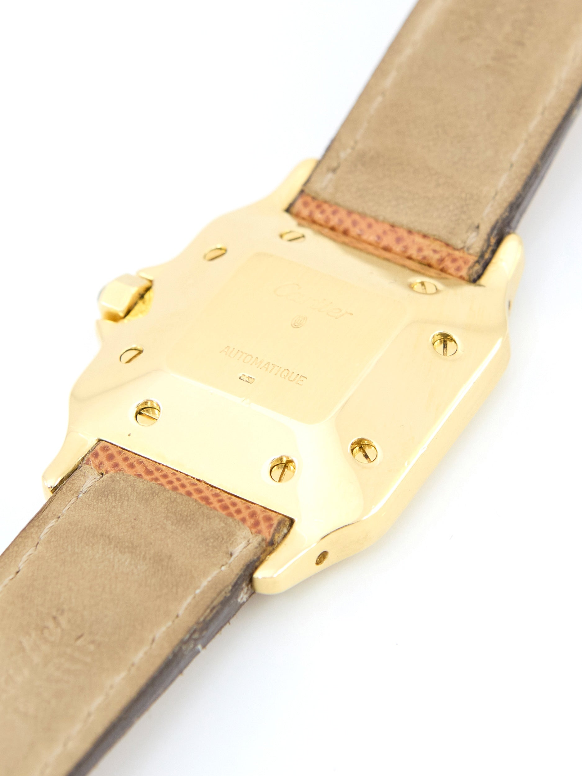 Cartier Santos Carree 2960 "Deux Ors" 2960 in White and Yellow Gold on Leather Strap