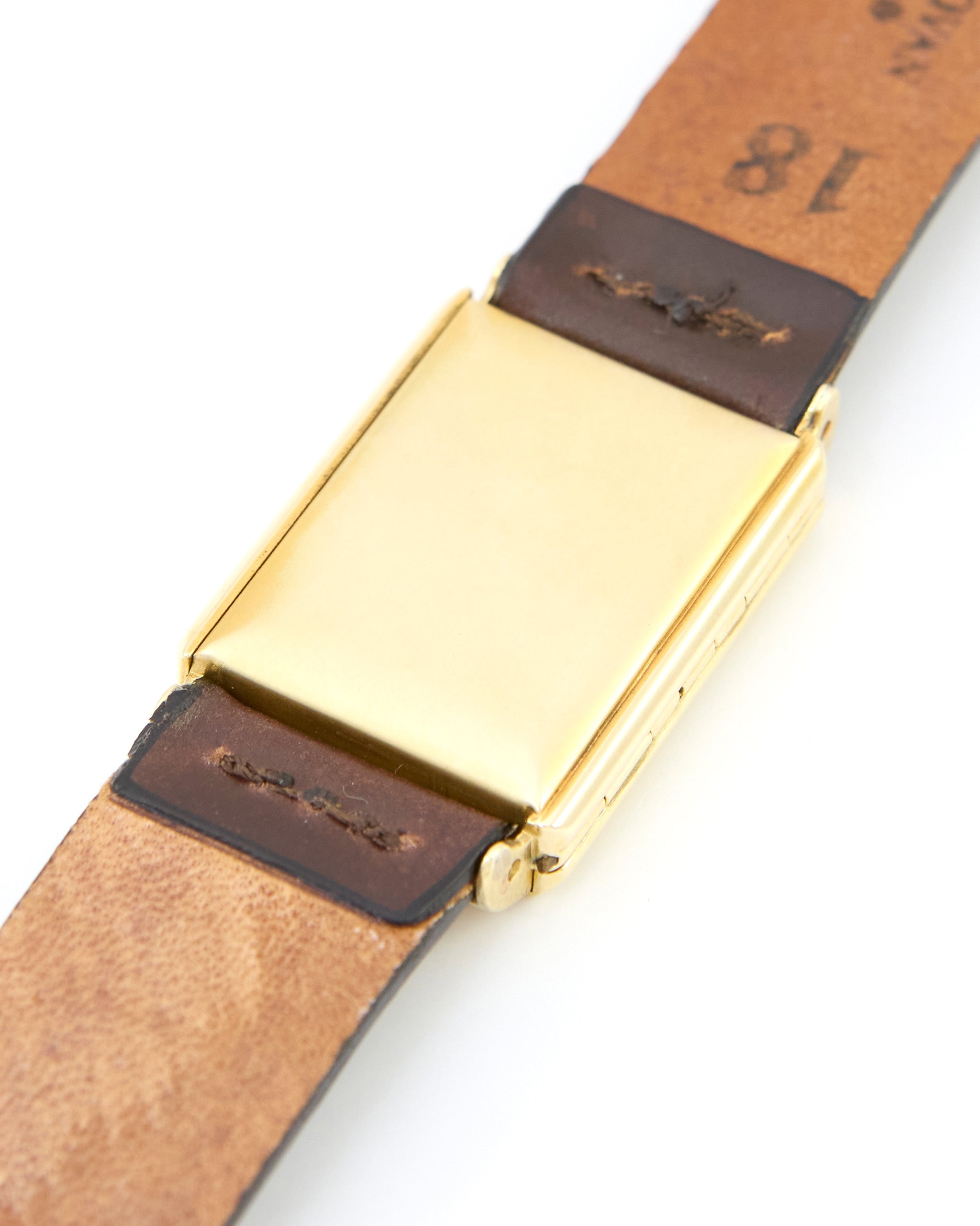 Tavannes Hidden Watch in Yellow Gold Case on Leather Strap