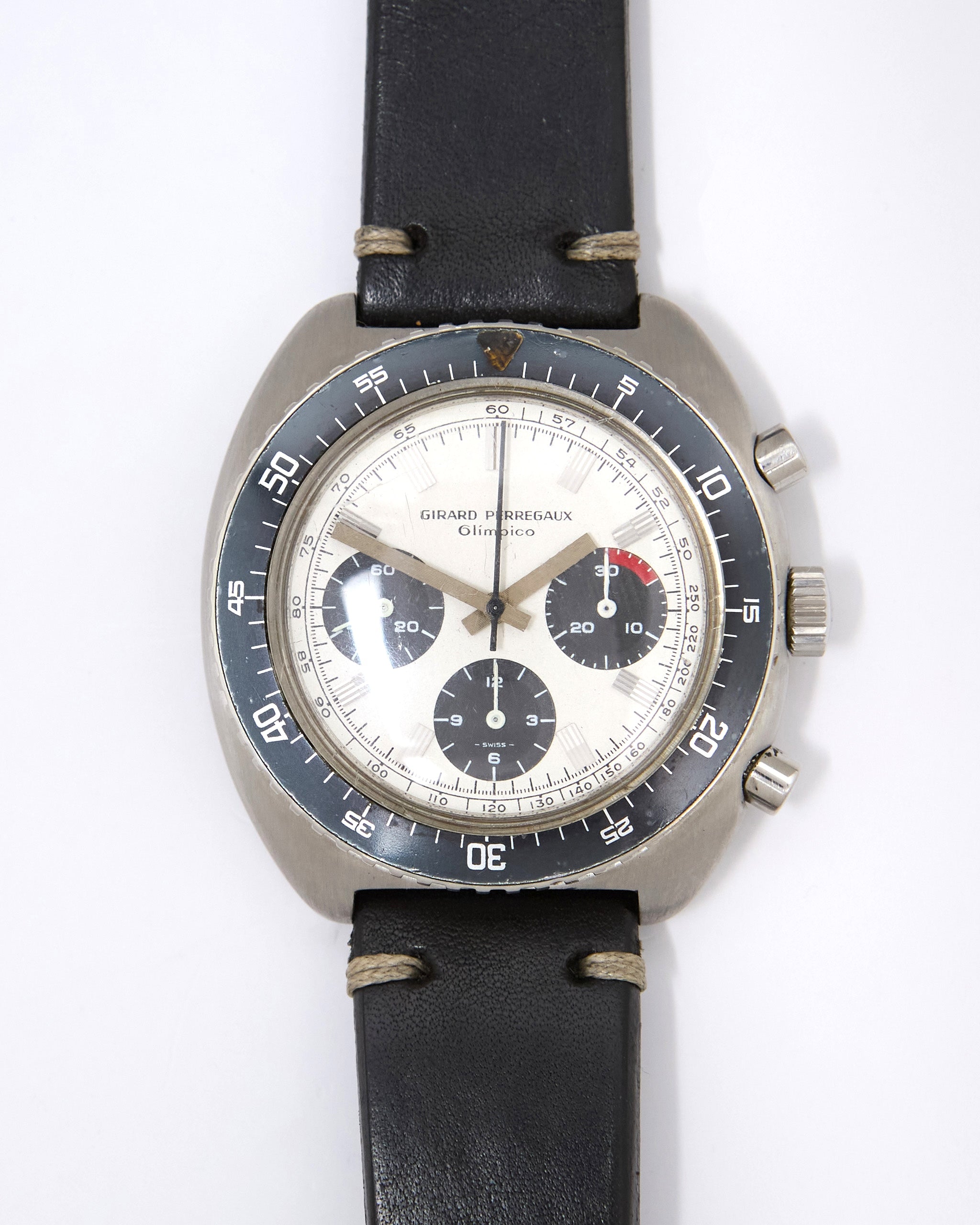 Girard Perregaux Olimpico Chronograph 9238 Manual in Steel Case with Leather Strap and Buckle