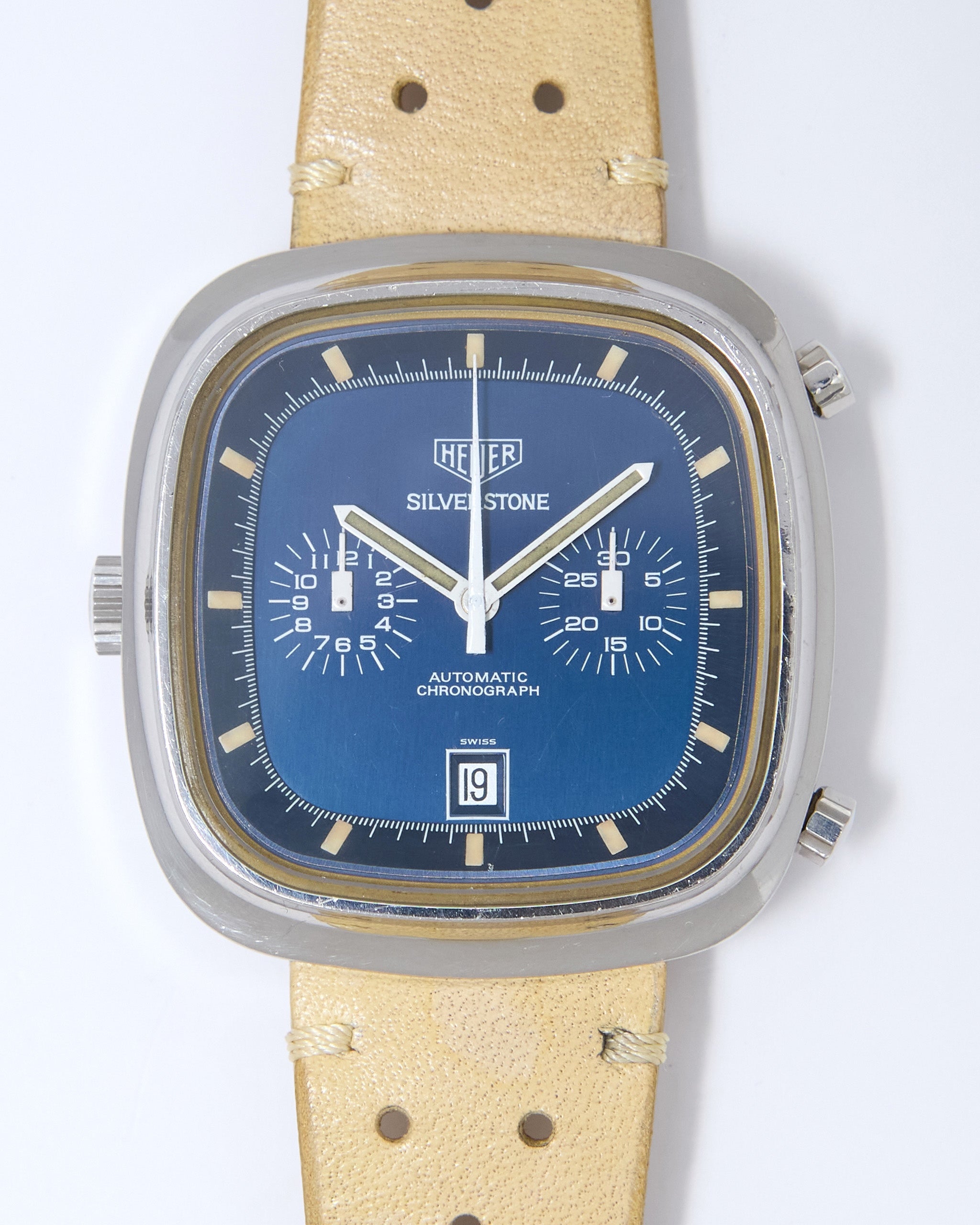Heuer Silverstone Chronograph 110.313 with Blue Dial on Leather Strap