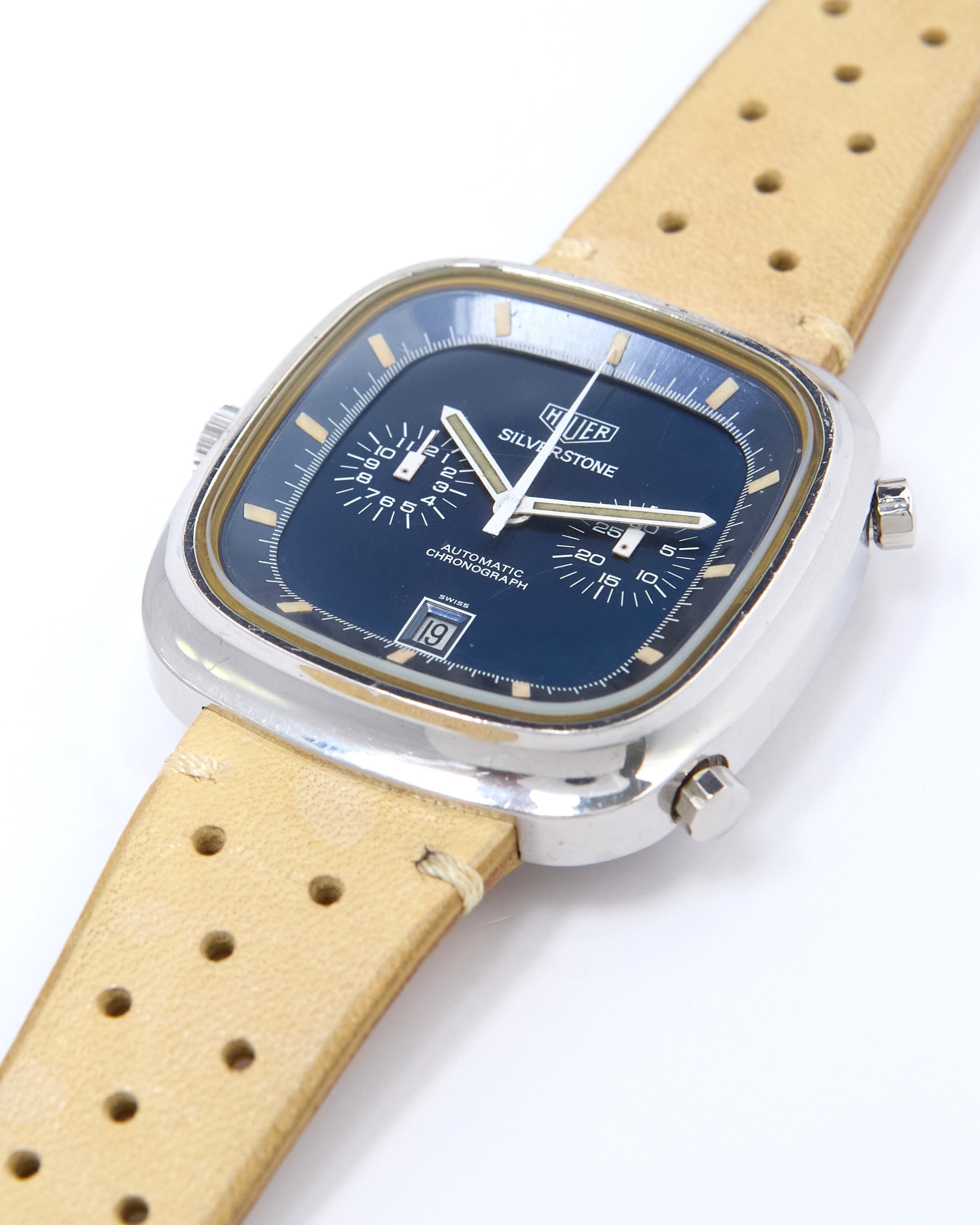Heuer Silverstone Chronograph 110.313 with Blue Dial on Leather Strap