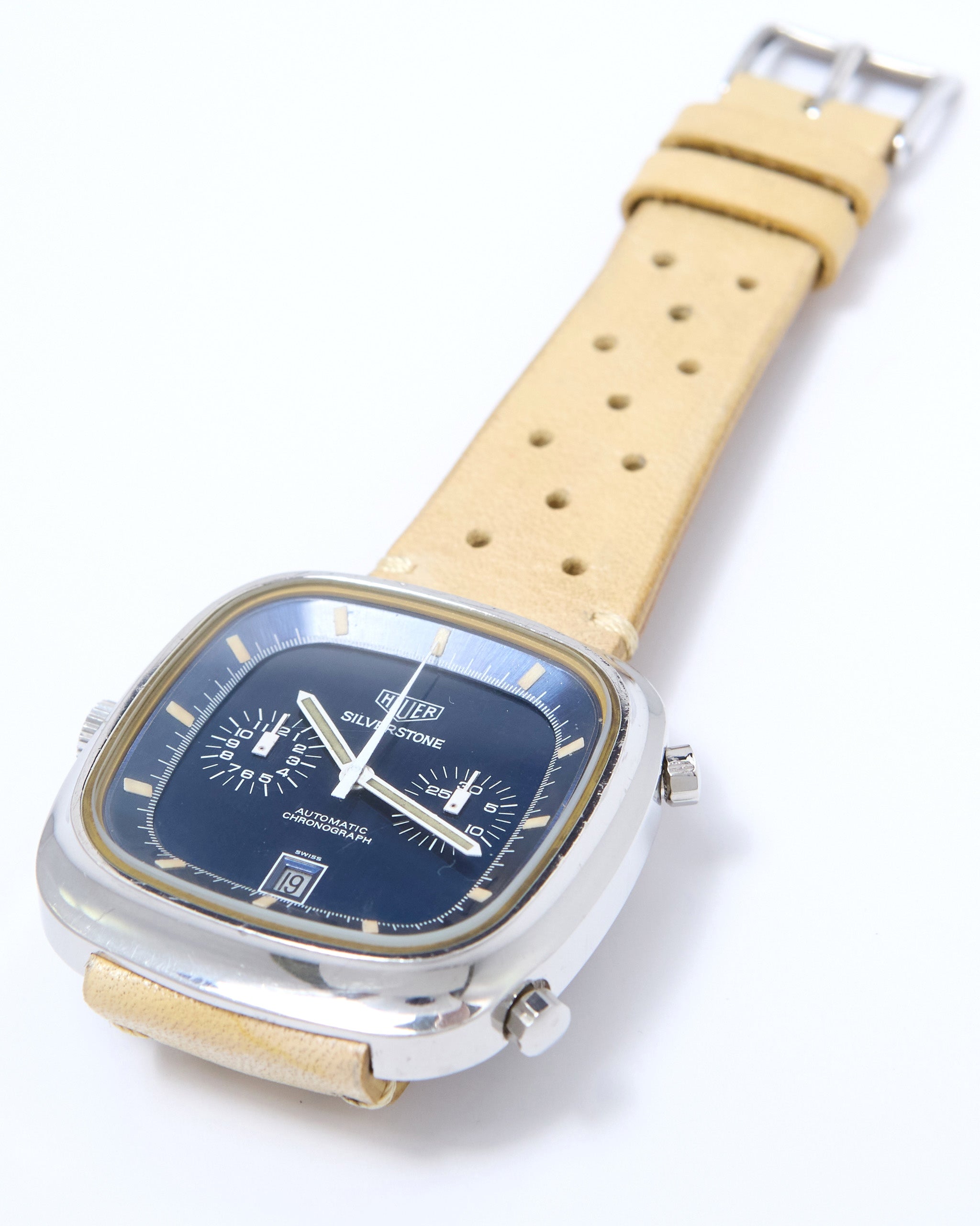 Heuer Silverstone Chronograph 110.313 with Blue Dial on Leather Strap