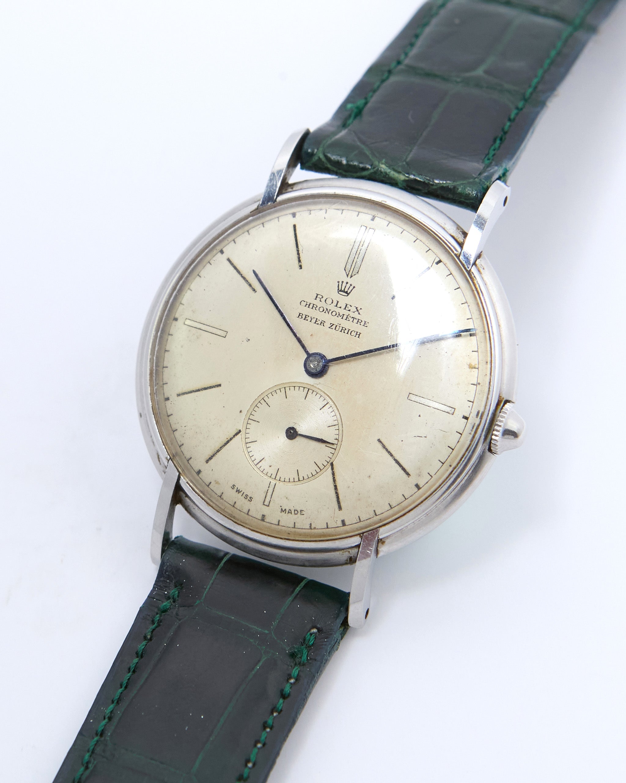 Rolex Chronometre 4218 Beyer Zurich Double Stamped Dial in Steel Case with Original Rolex Buckle