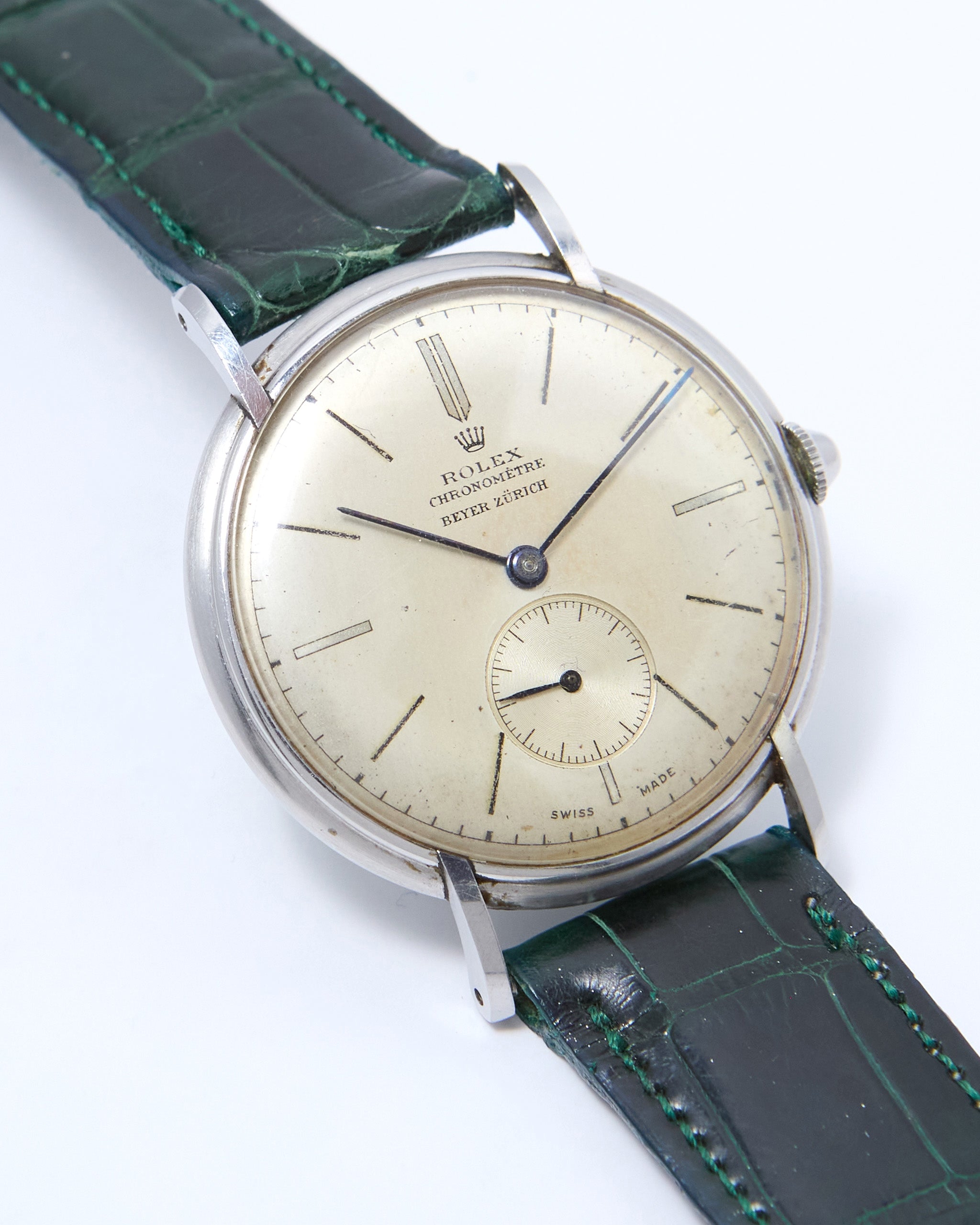 Rolex Chronometre 4218 Beyer Zurich Double Stamped Dial in Steel Case with Original Rolex Buckle