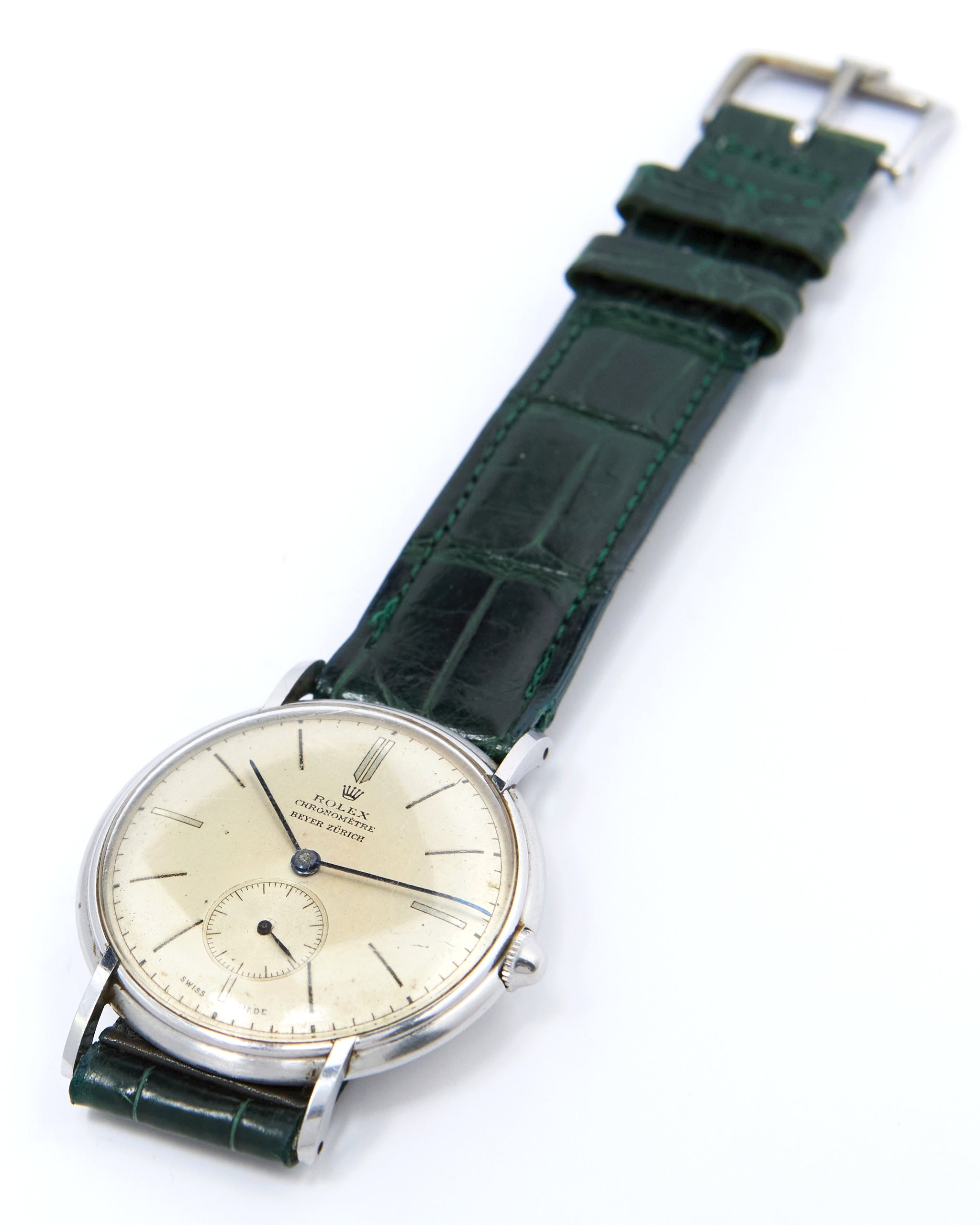 Rolex Chronometre 4218 Beyer Zurich Double Stamped Dial in Steel Case with Original Rolex Buckle