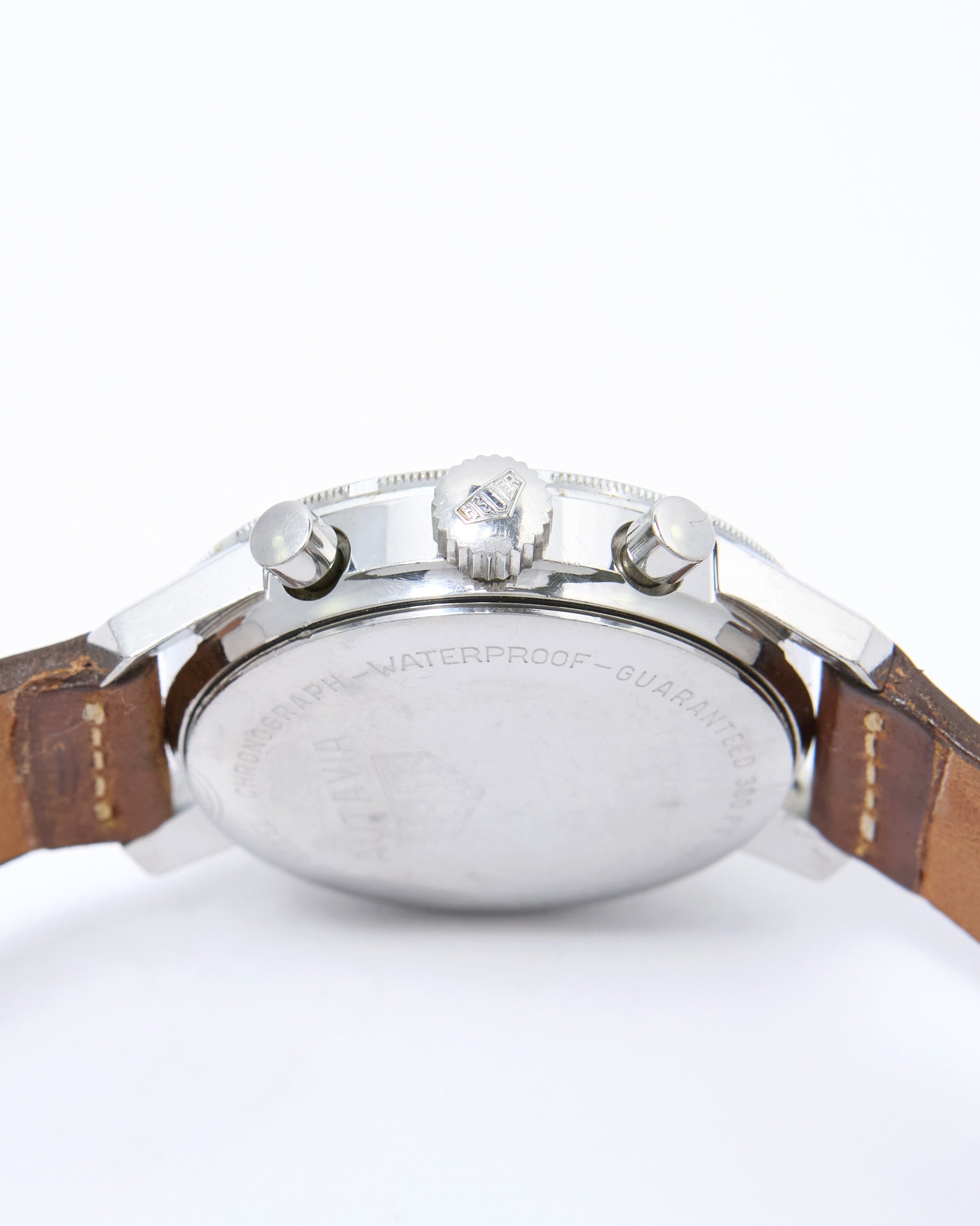 Heuer Autavia GMT Chronograph 2446C with Faded "Pepsi" Bezel in Steel Case on Leather Strap and Buckle