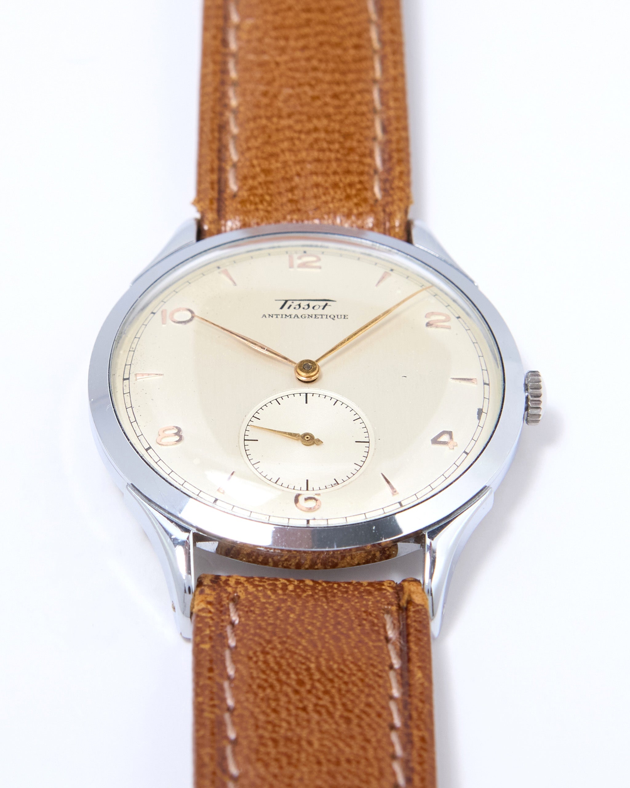 Tissot Antimagnetique 6721-4 Oversized Steel Case on Leather Strap with Original Buckle