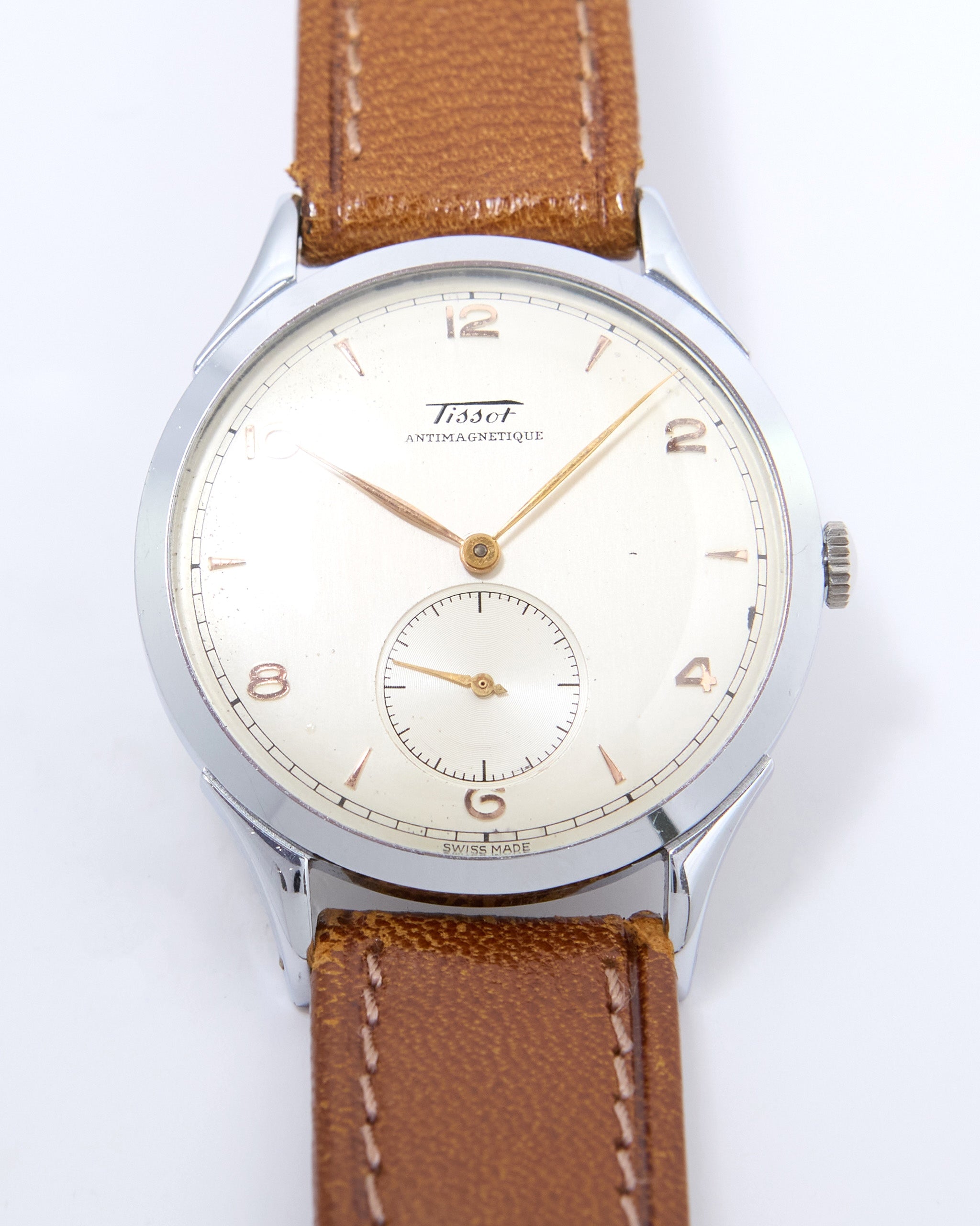 Tissot Antimagnetique 6721-4 Oversized Steel Case on Leather Strap with Original Buckle