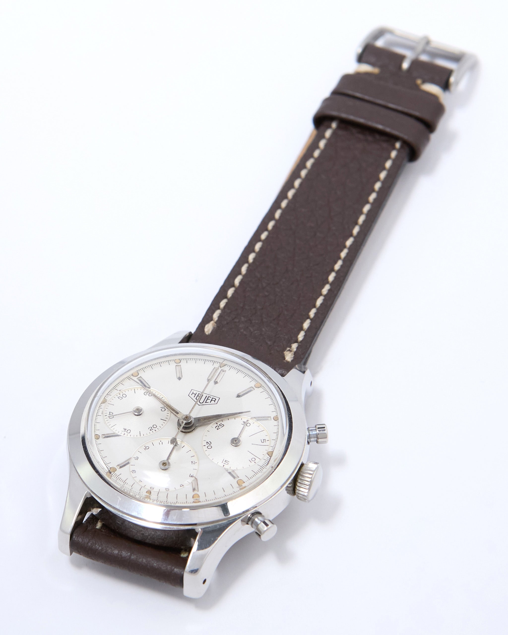 Heuer Pre-Carrera Big Eyes Chronograph with Luminous Hands and Dial on Leather Strap and Buckle