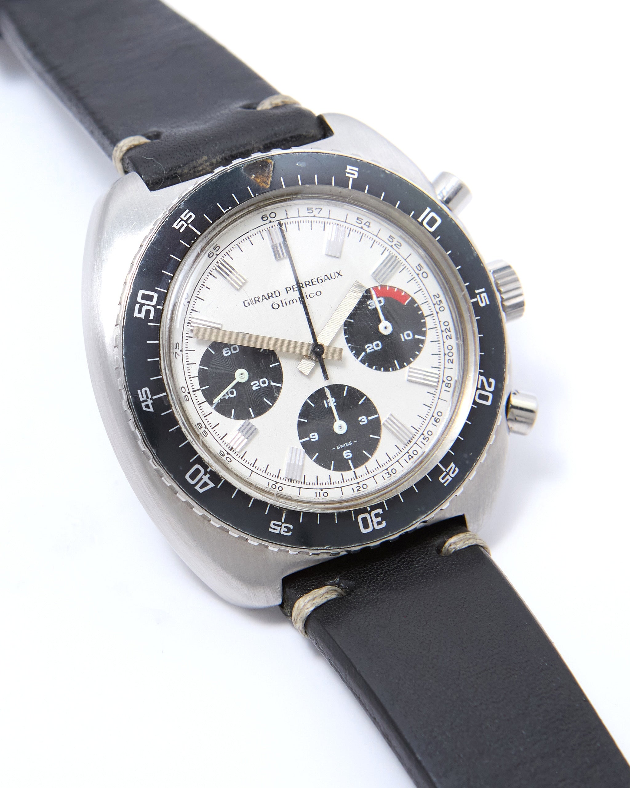Girard Perregaux Olimpico Chronograph 9238 Manual in Steel Case with Leather Strap and Buckle