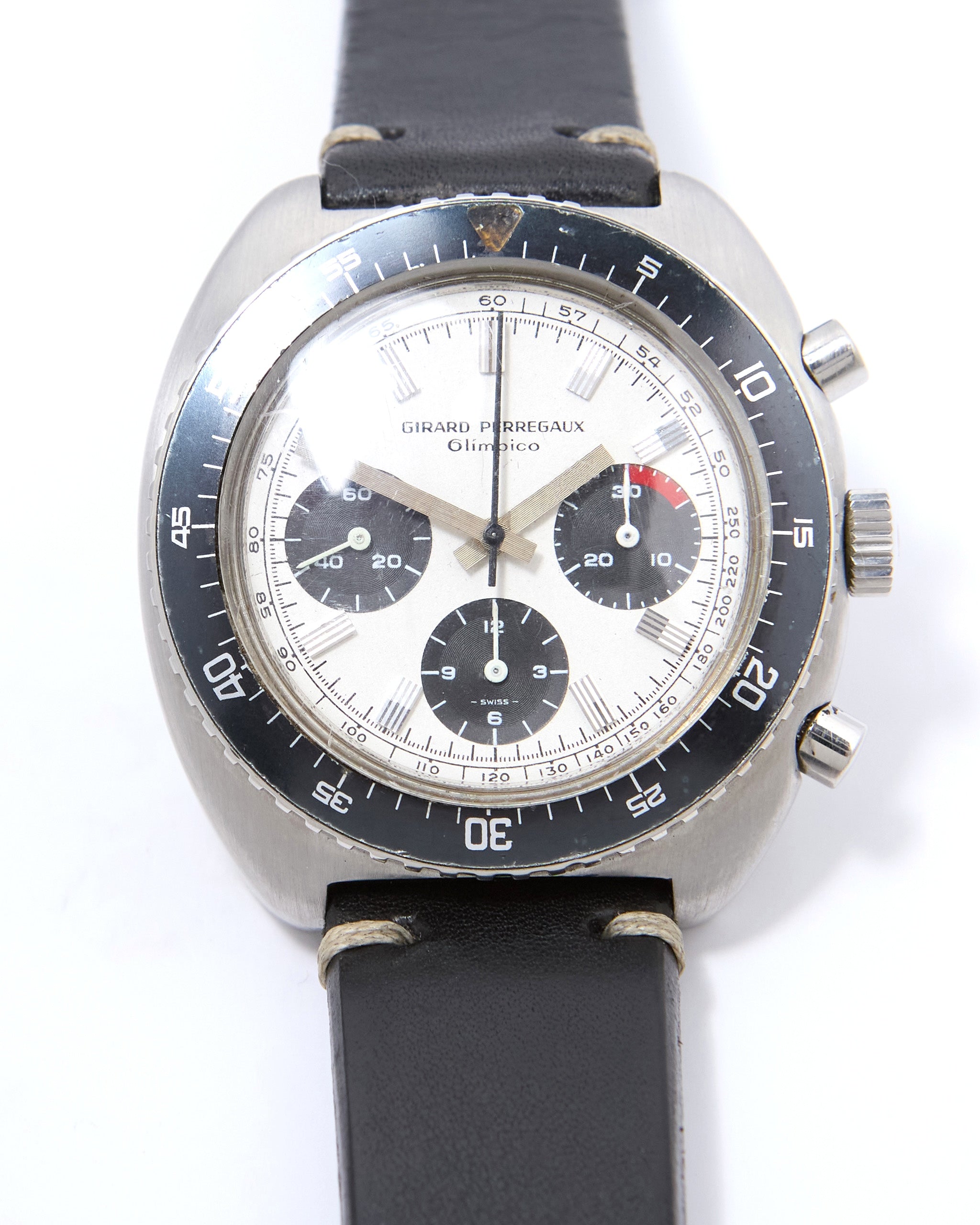 Girard Perregaux Olimpico Chronograph 9238 Manual in Steel Case with Leather Strap and Buckle