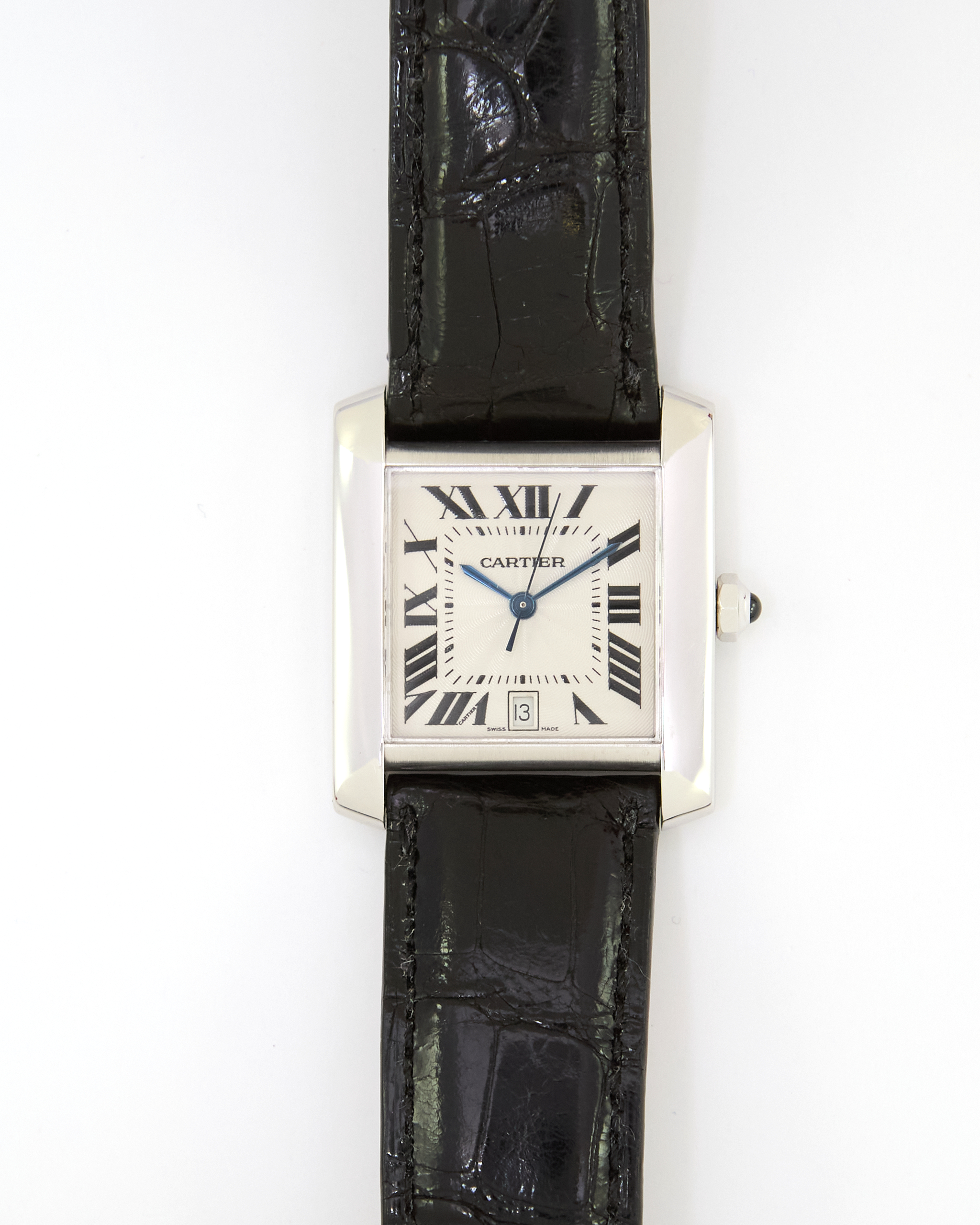 Cartier Tank Française 2366 Automatic in White Gold Case and Leather Strap with Buckle