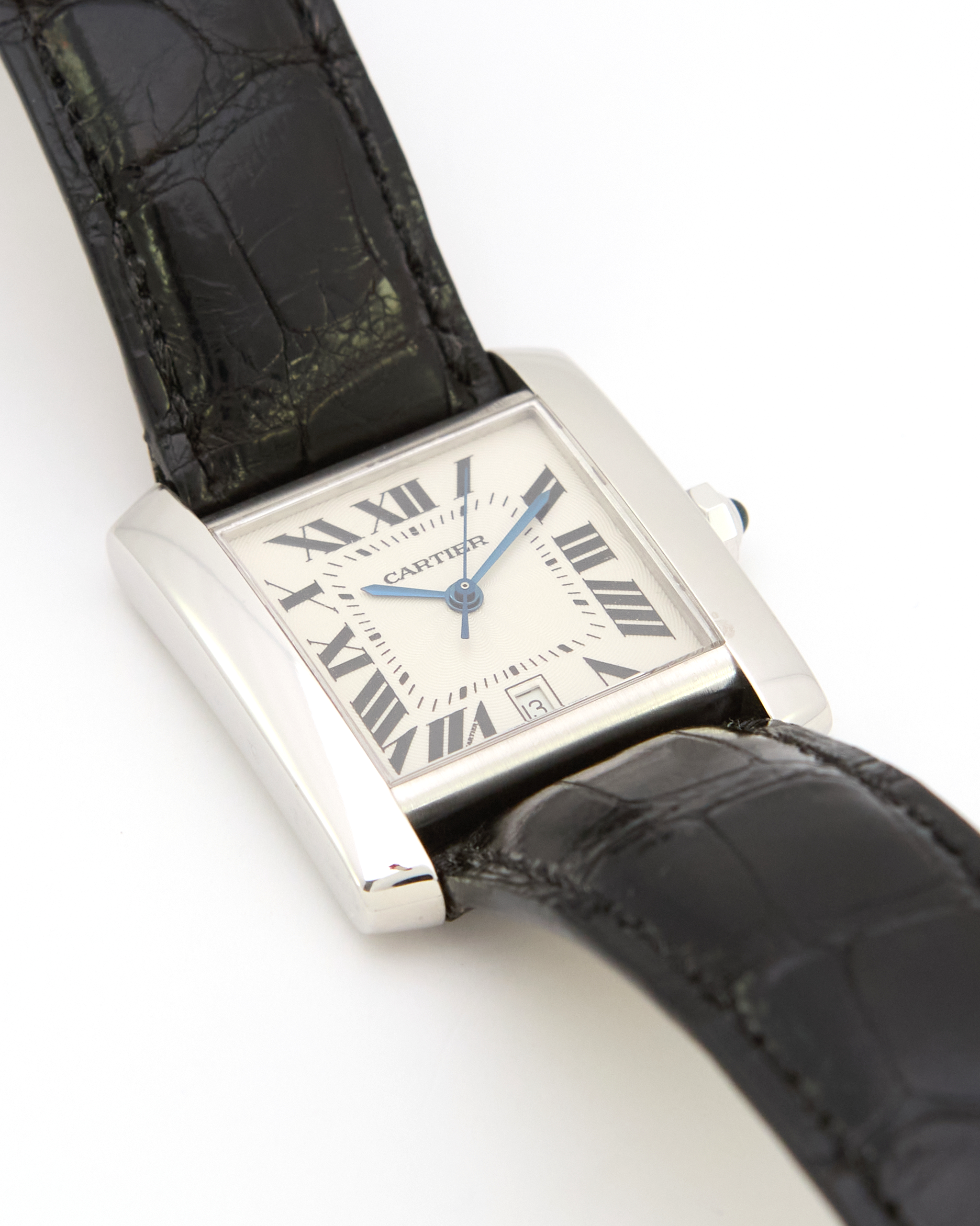 Cartier Tank Française 2366 Automatic in White Gold Case and Leather Strap with Buckle