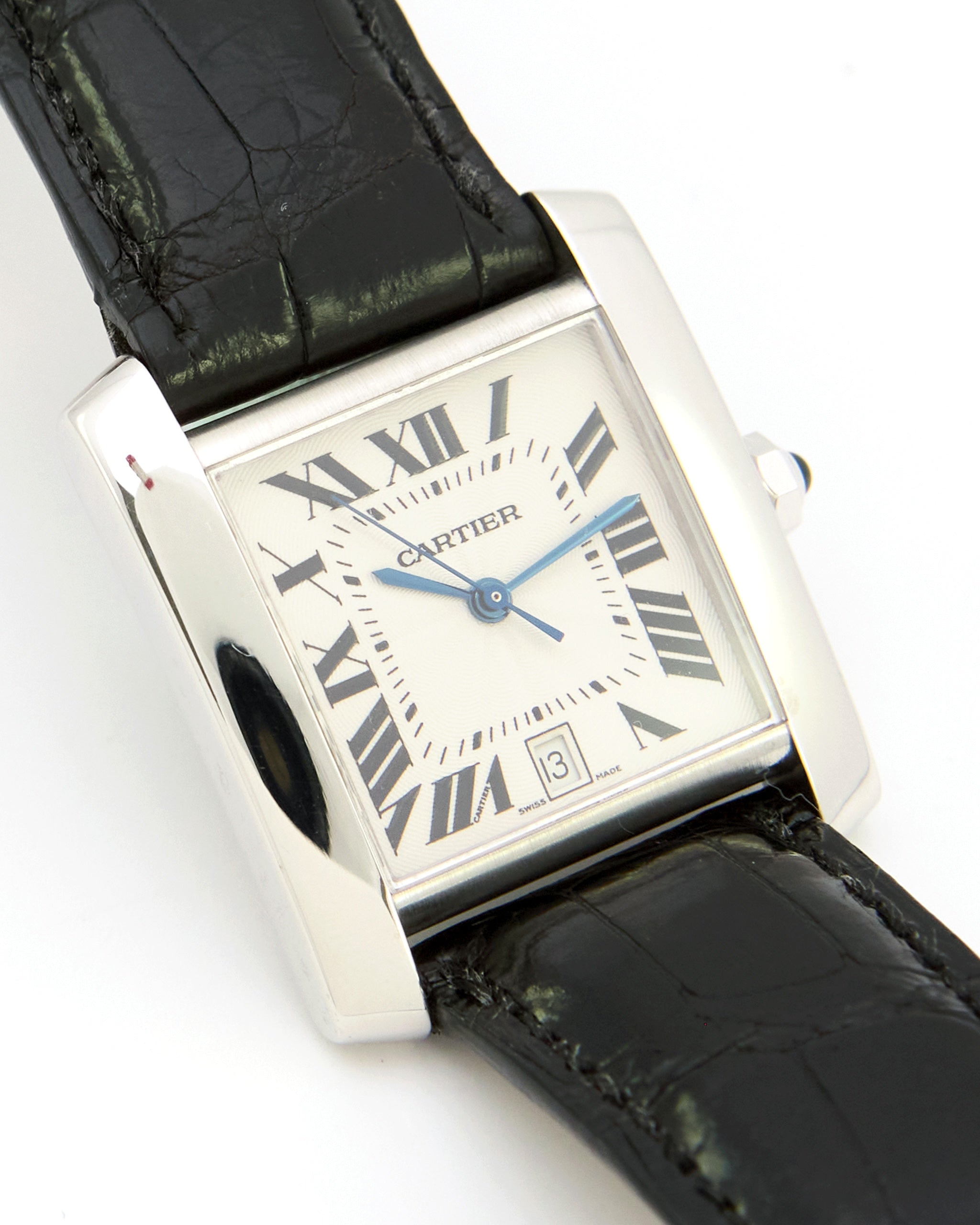 Cartier Tank Française 2366 Automatic in White Gold Case and Leather Strap with Buckle