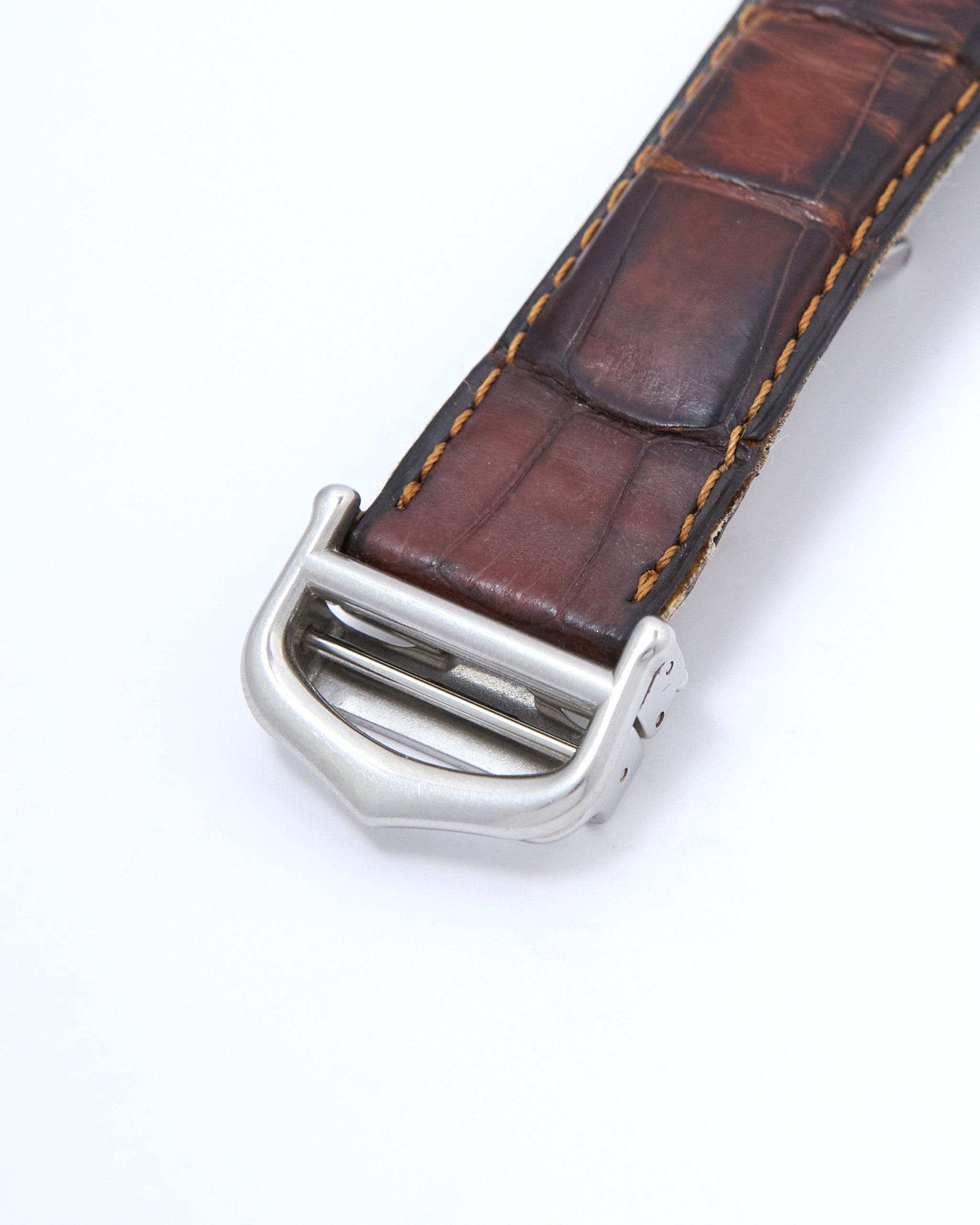 Cartier Tank Basculante 2390 Large Mechanical in Steel Case with Cartier Leather Strap and Cartier Deployant