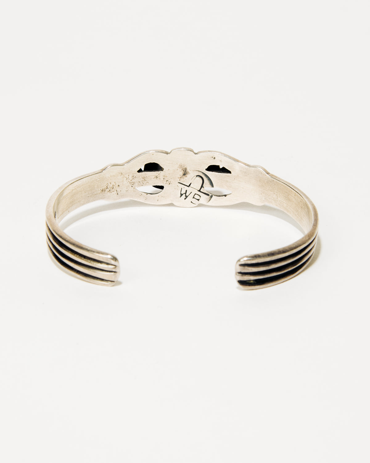 Carolyn and Wilson Begay Navajo Silver Bracelet with Coral Cabochon