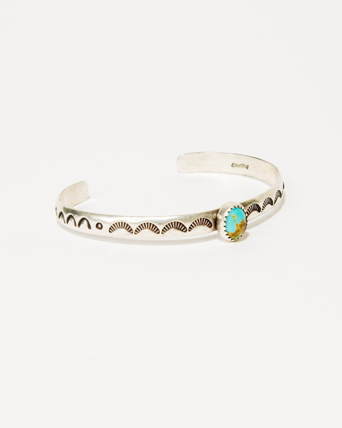 Navajo Stamped Cuff with Nevada Turquoise