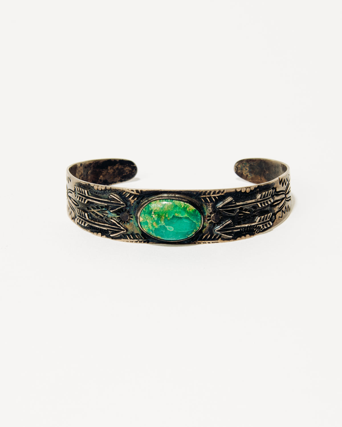 Arrow Design Cuff with Turquoise Stone