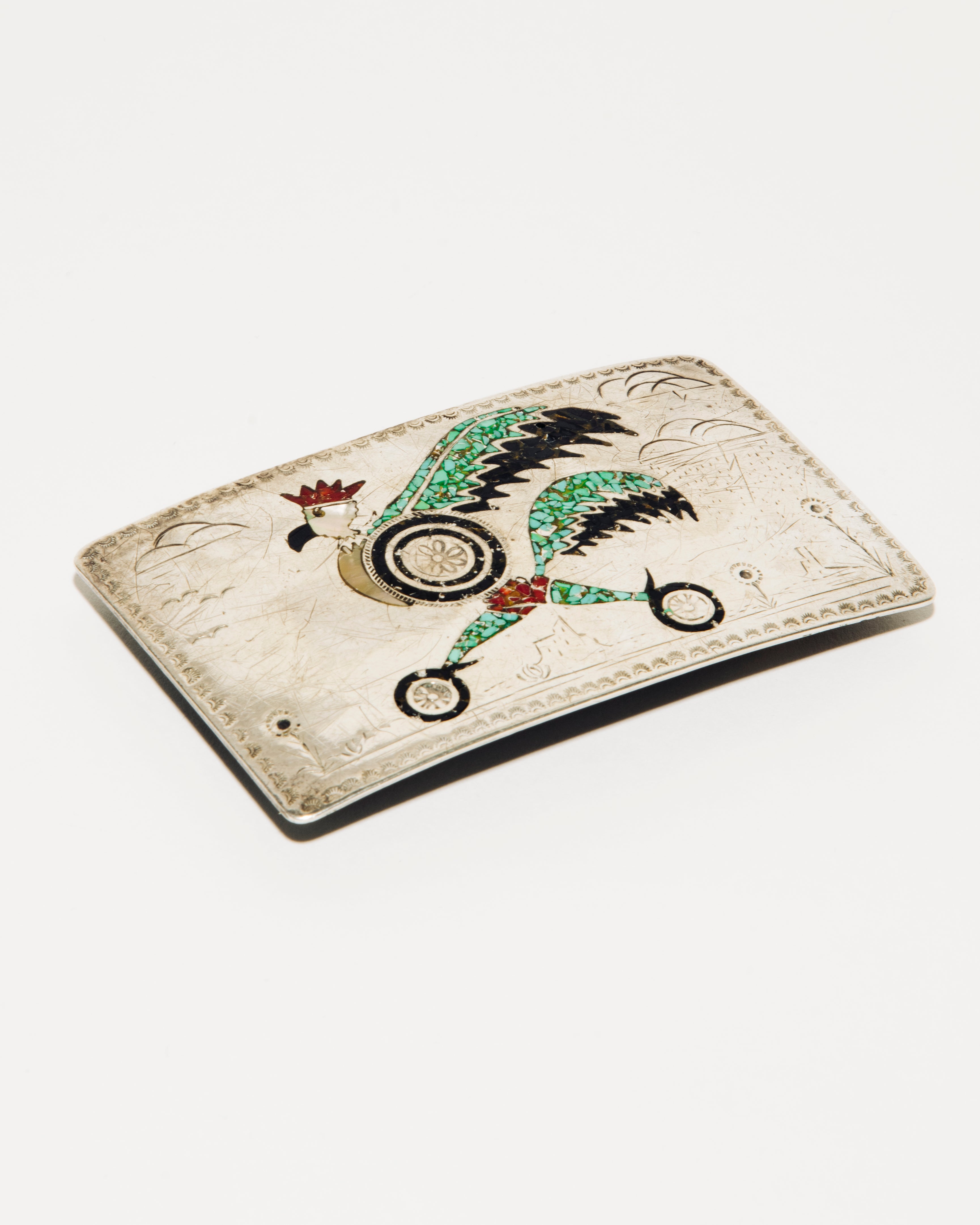 Southwestern Thunderbird Inlay Belt Buckle