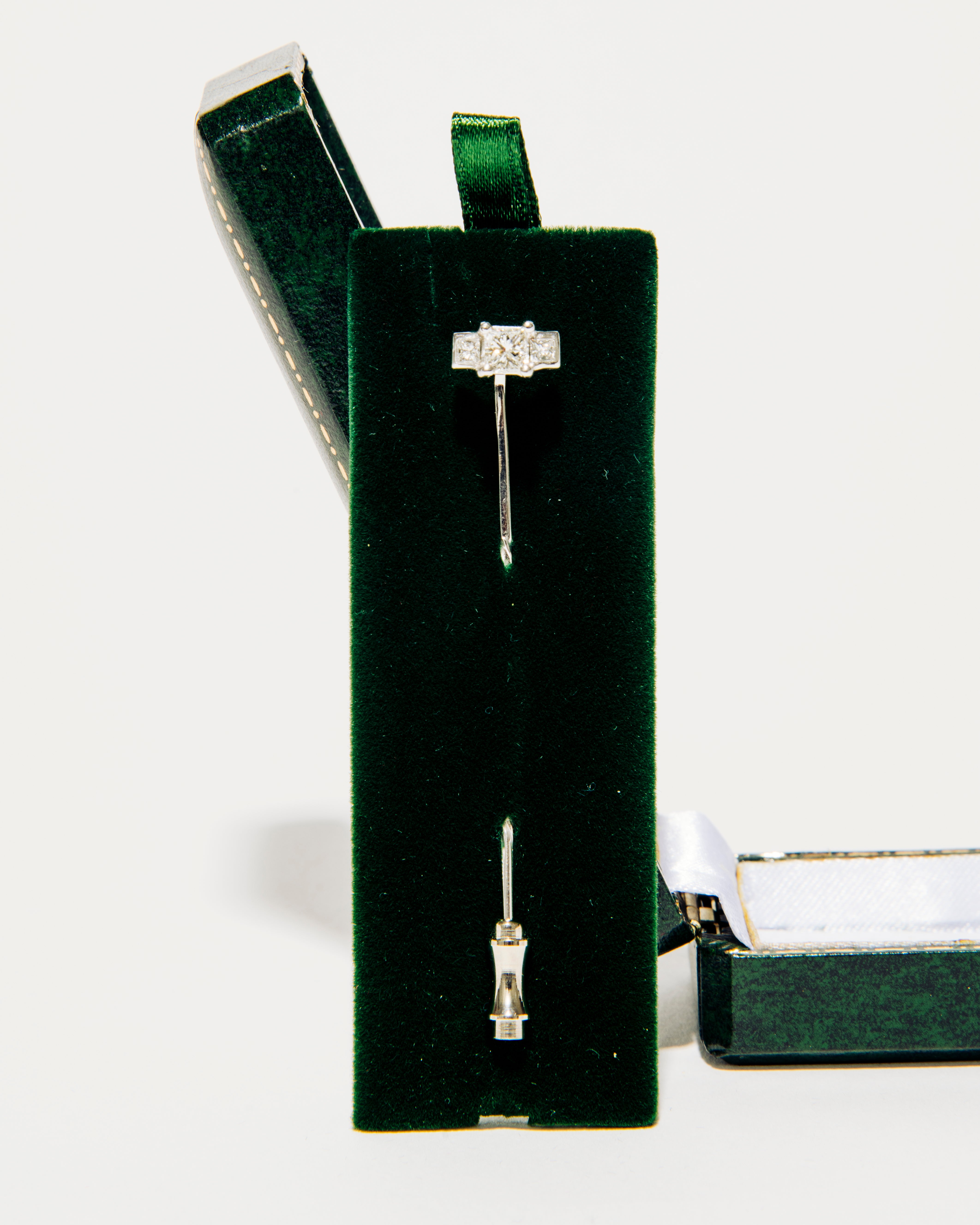 White Gold, Princess-cut Diamond Stick Pin