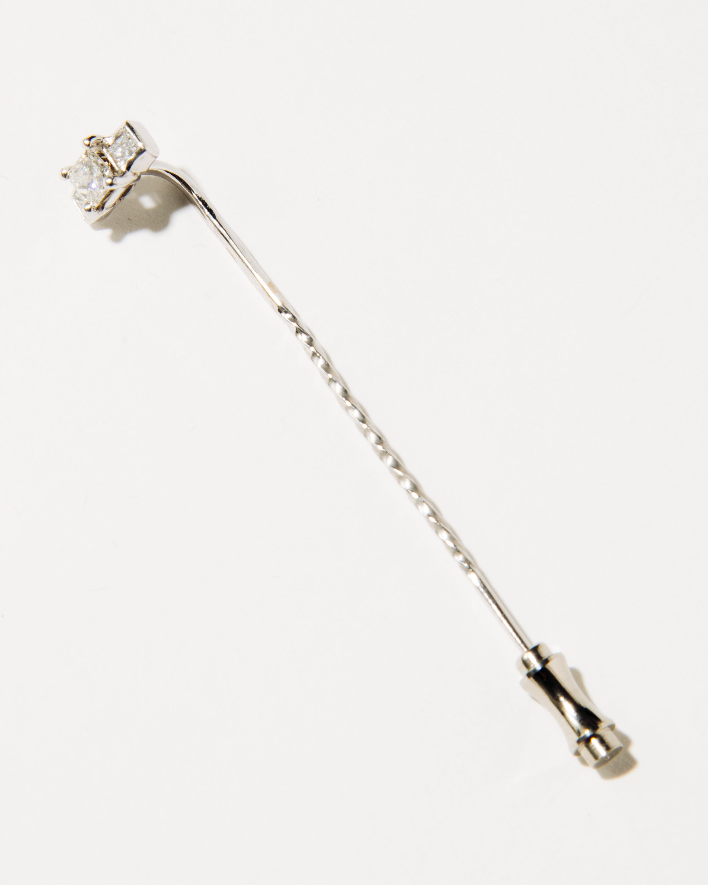White Gold, Princess-cut Diamond Stick Pin