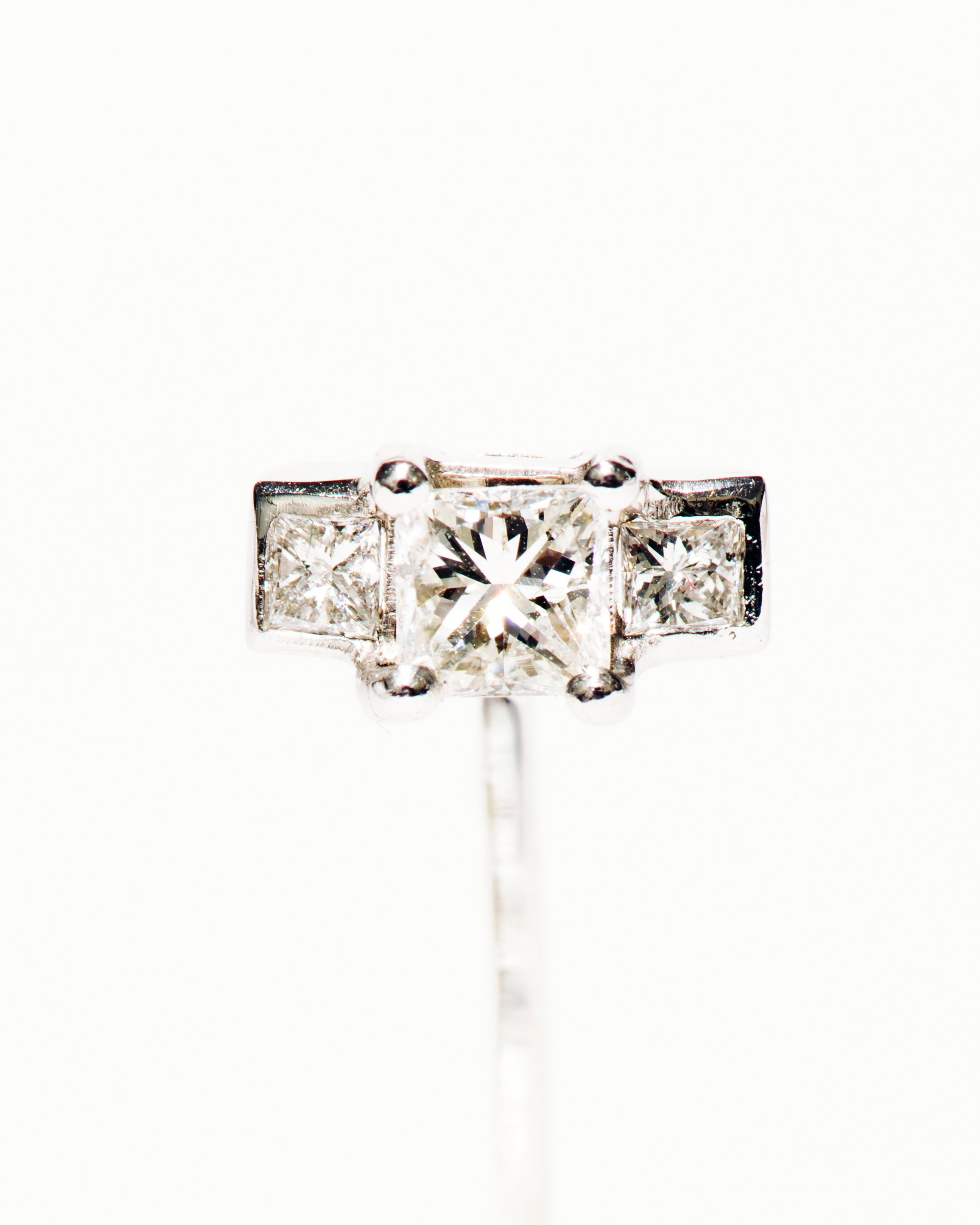 White Gold, Princess-cut Diamond Stick Pin
