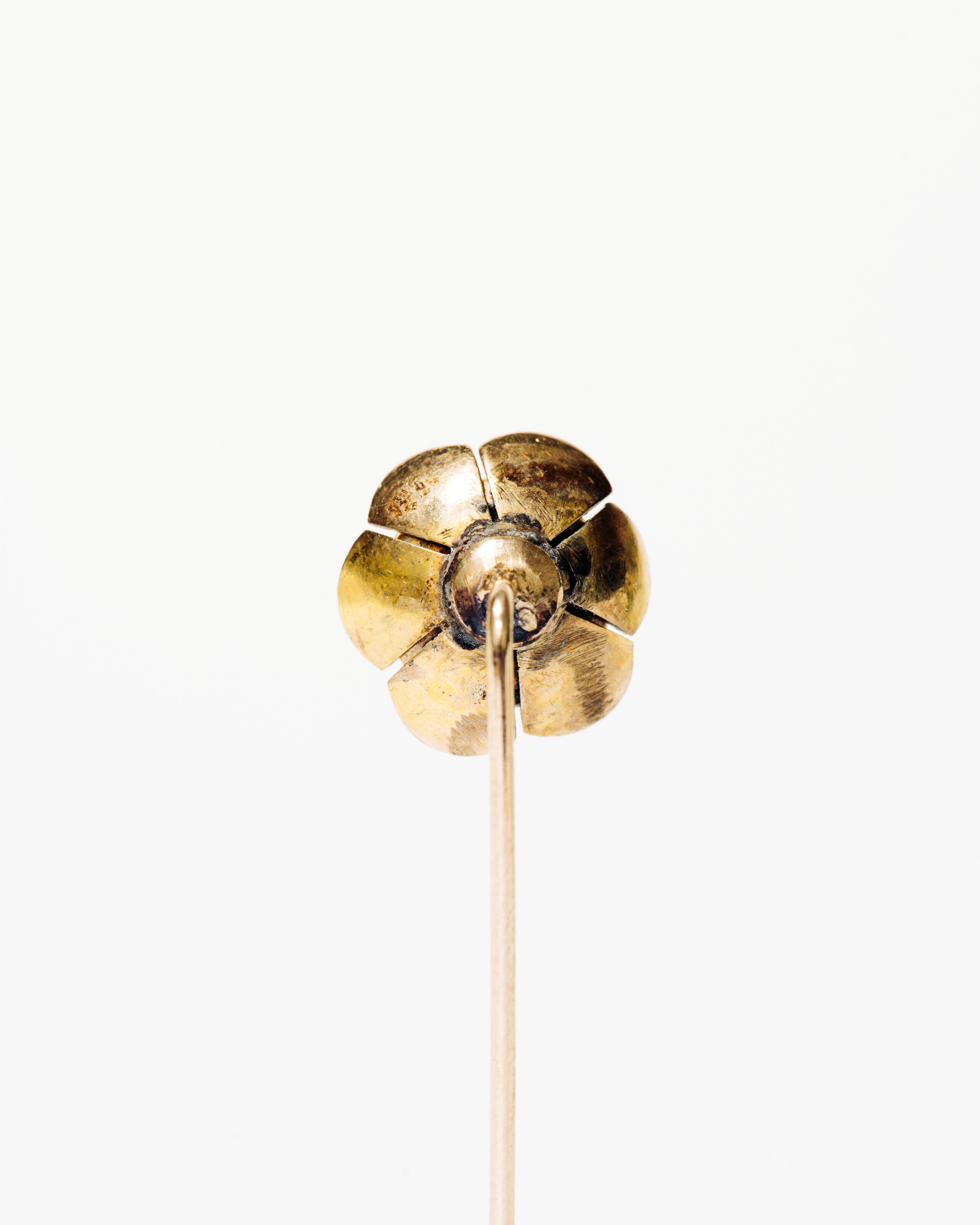 Enamel & Diamond Gold Flower Stick Pin