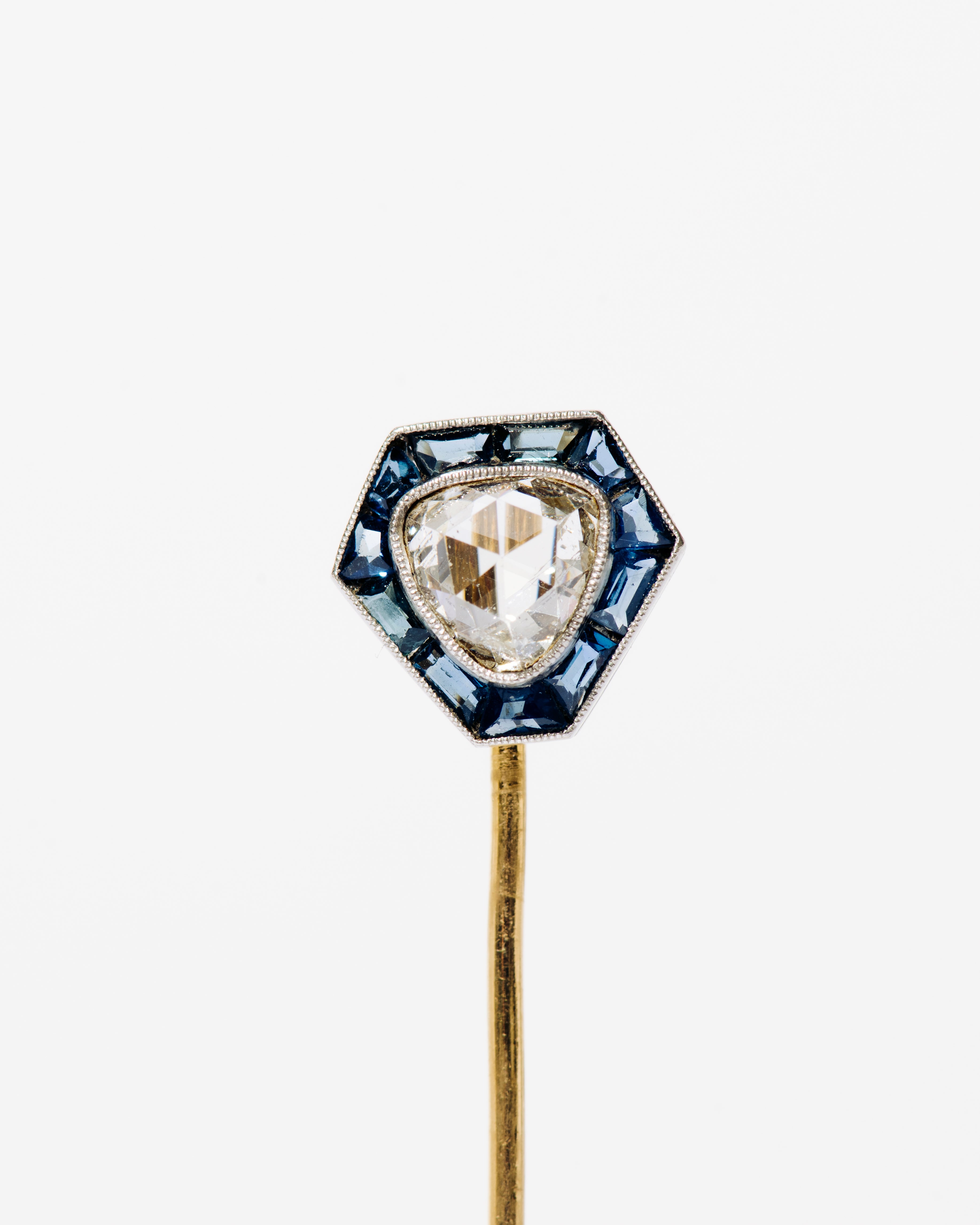 Diamond and Sapphire Hexagon Stick Pin